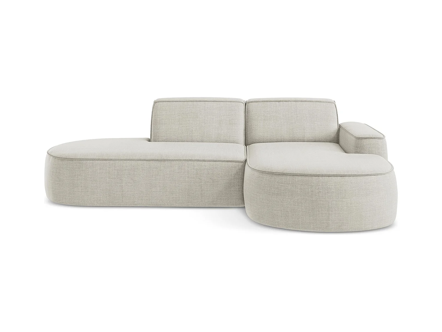 Canapé d'angle 3 places modulaire droit en tissu texturé - beige clair - OMAO