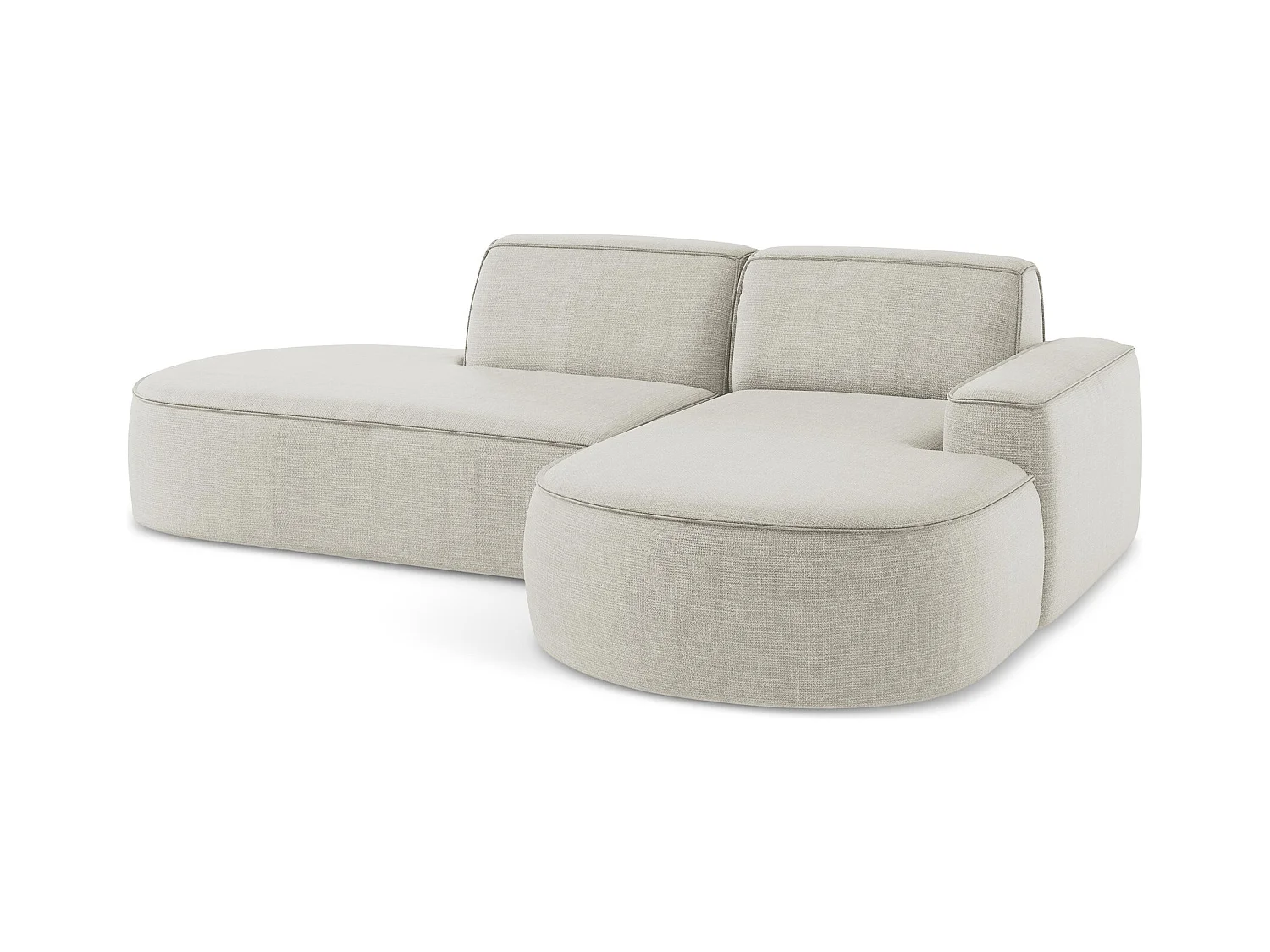 Canapé d'angle 3 places modulaire droit en tissu texturé - beige clair - OMAO