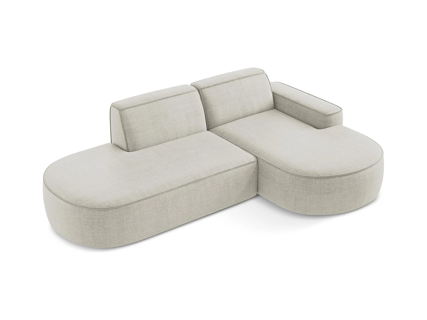 Canapé d'angle 3 places modulaire droit en tissu texturé - beige clair - OMAO