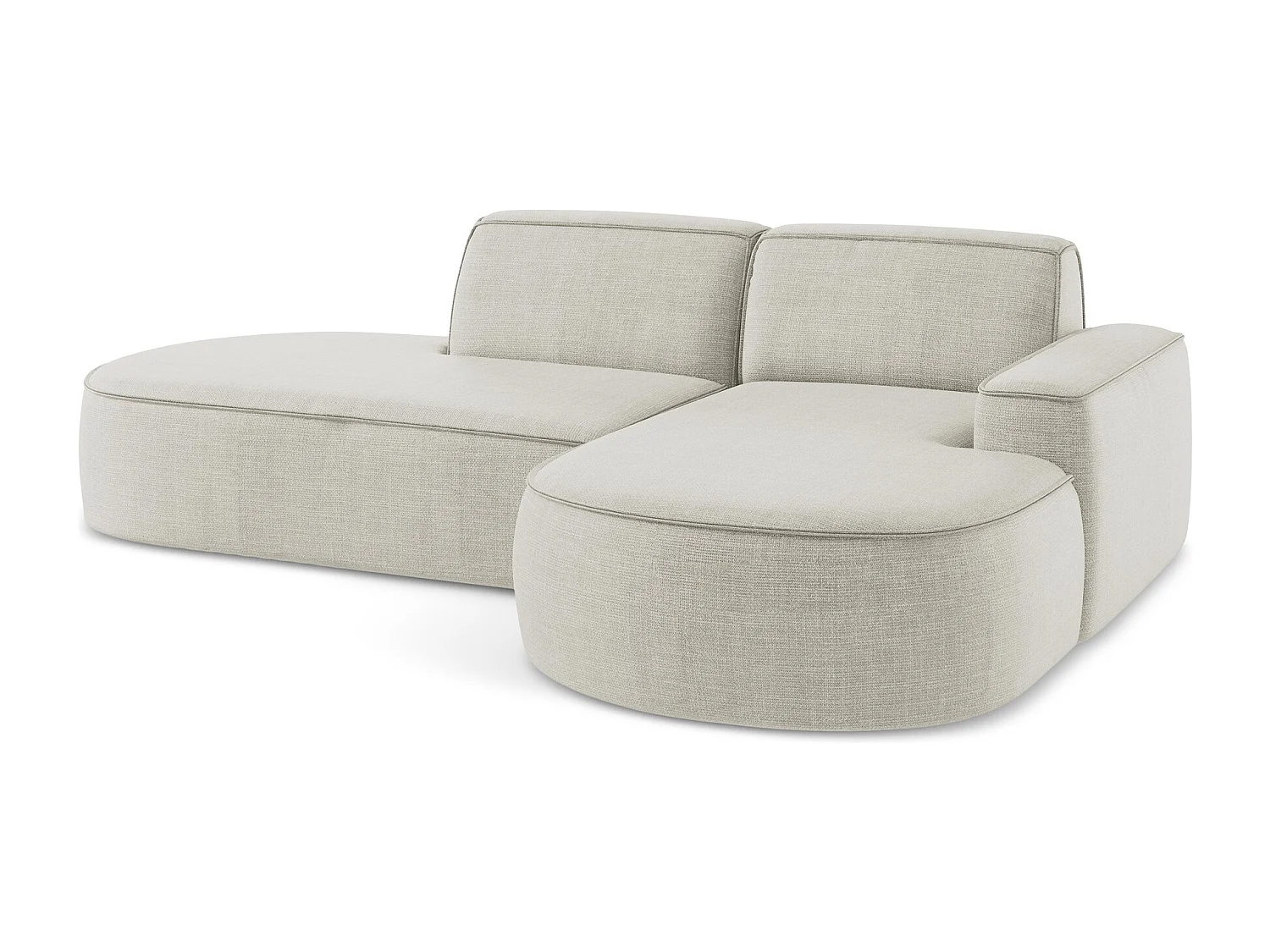 Canapé d'angle 3 places modulaire droit en tissu texturé - beige clair - OMAO