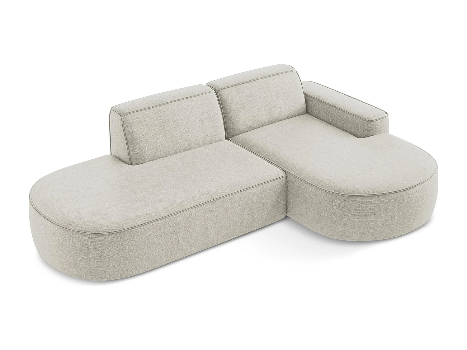 Canapé d'angle 3 places modulaire droit en tissu texturé - beige clair - OMAO