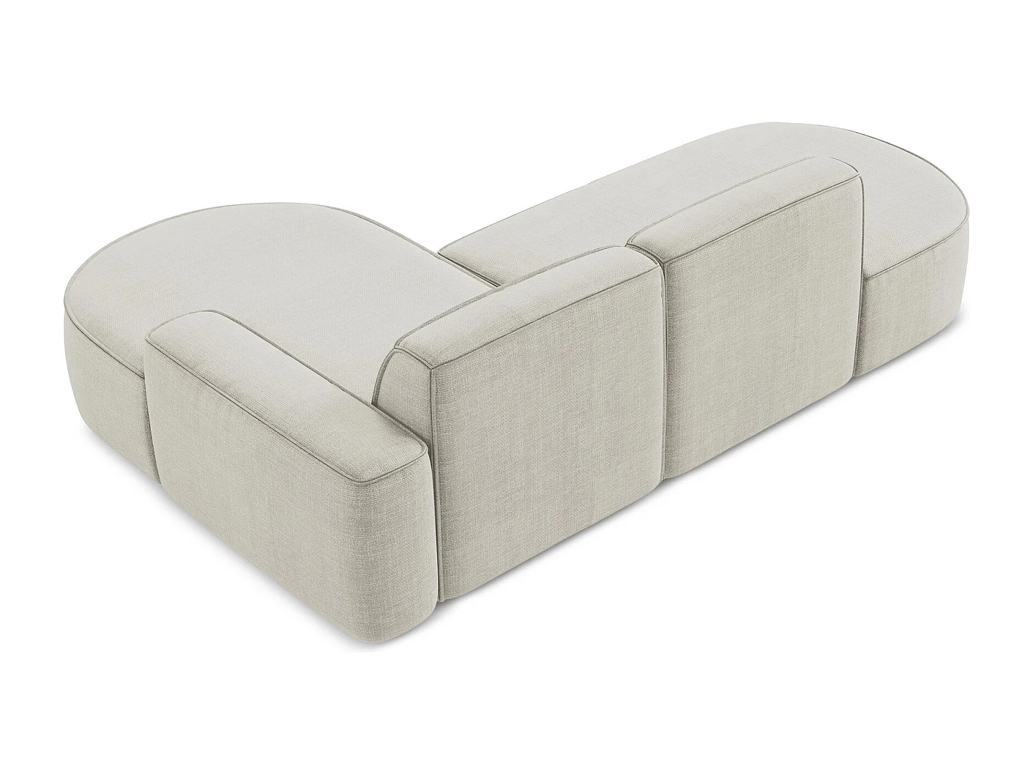 Canapé d'angle 3 places modulaire droit en tissu texturé - beige clair - OMAO