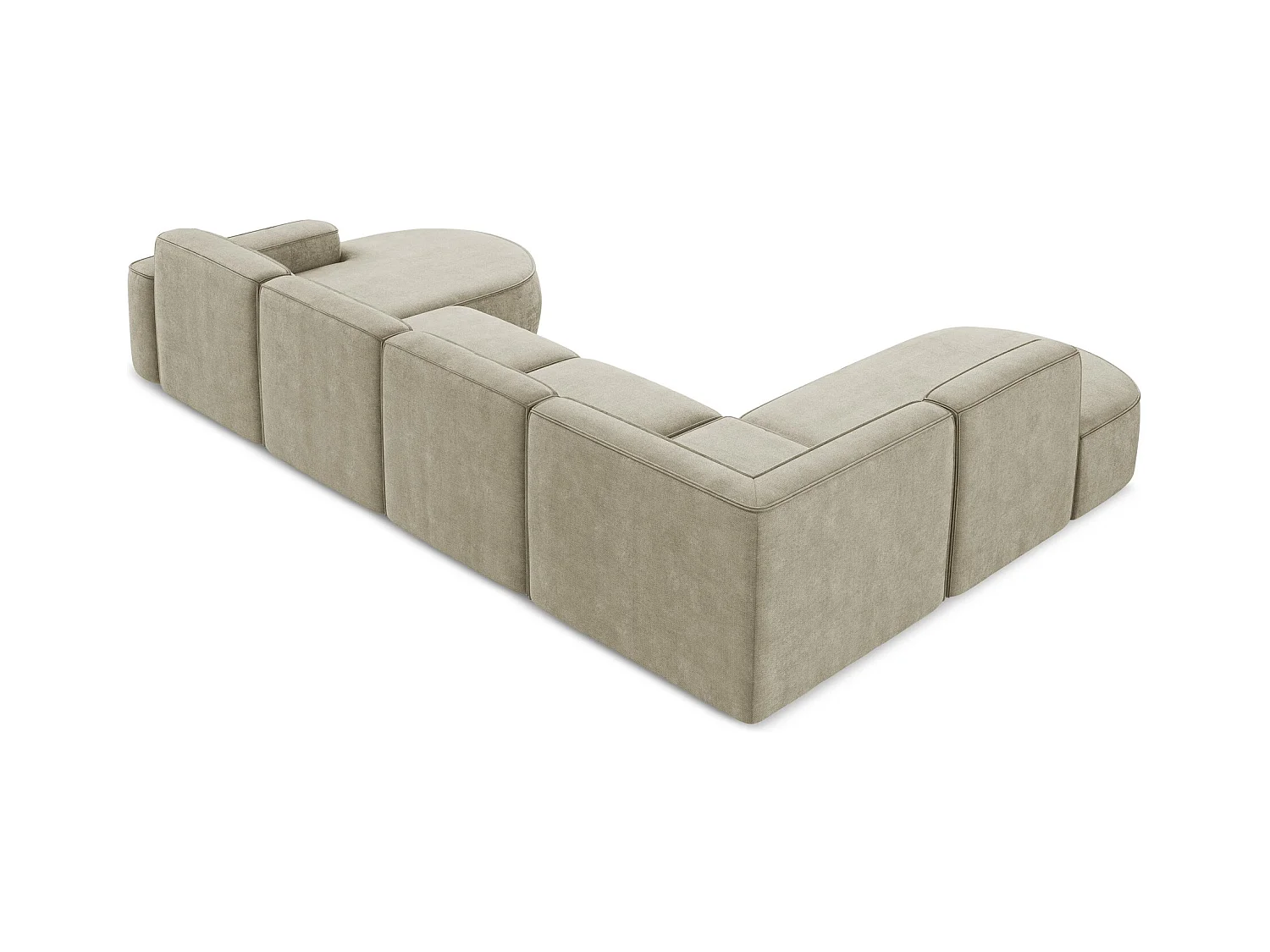 Canapé panoramique 5 places modulaire gauche en tissu chenille - beige - OMAO