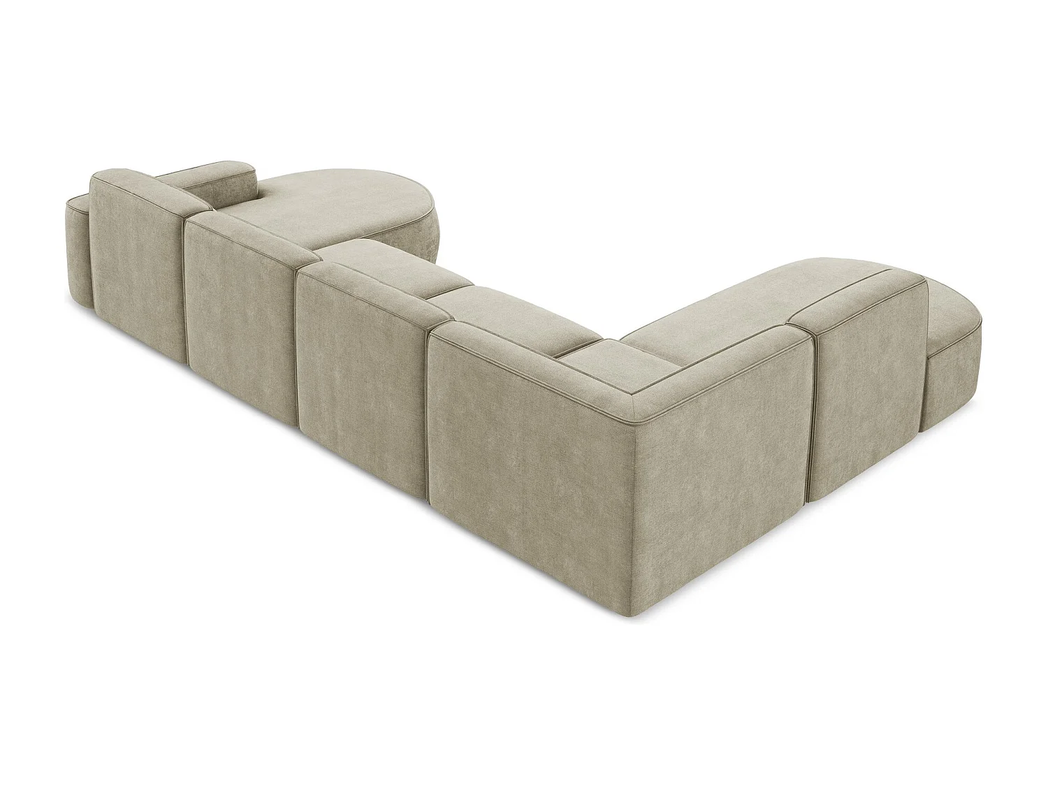 Canapé panoramique 5 places modulaire gauche en tissu chenille - beige - OMAO