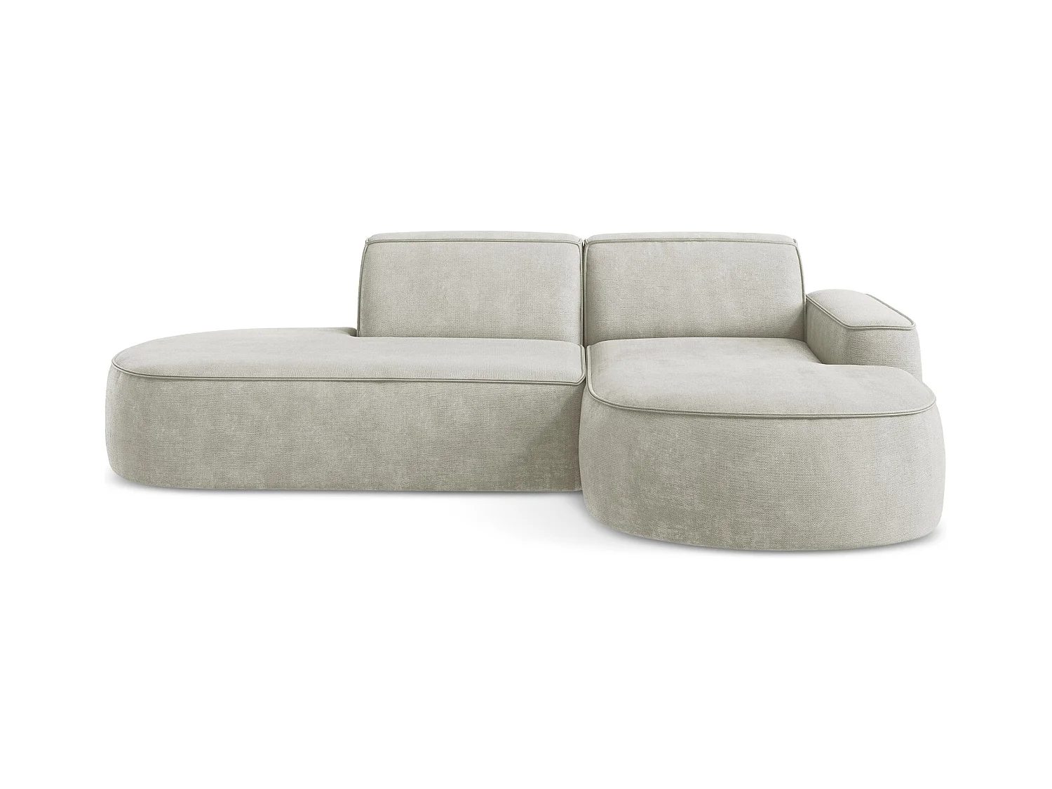 Canapé d'angle 3 places modulaire droit en tissu chenille - perle - OMAO