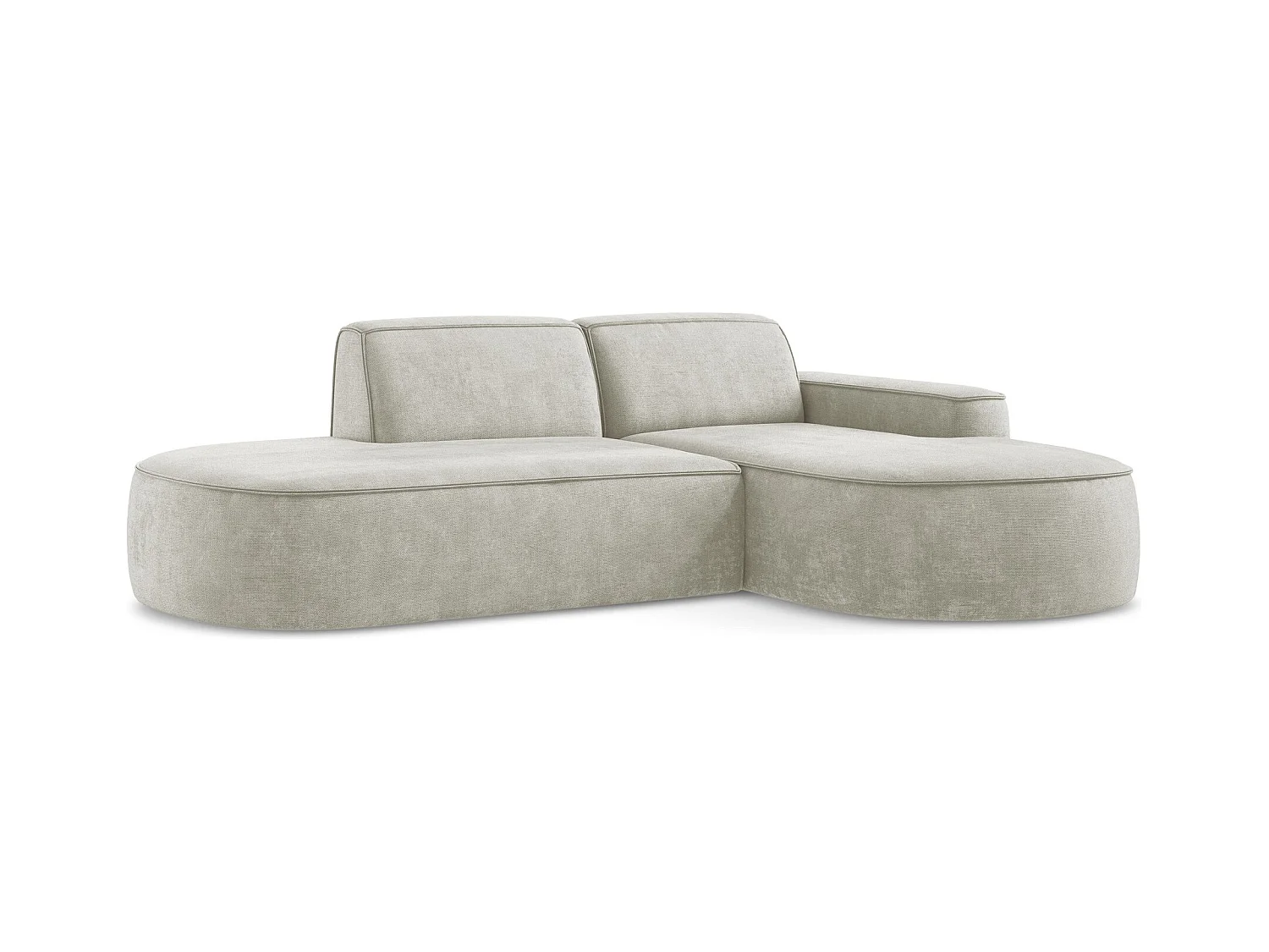 3-Sitzer Modulares Ecksofa - Ecke Rechts - Chenille - Perle - OMAO