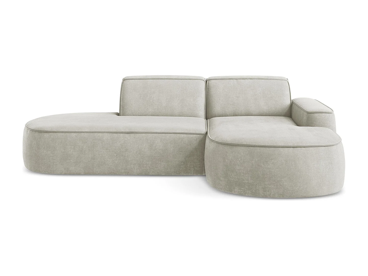 Canapé d'angle 3 places modulaire droit en tissu chenille - perle - OMAO