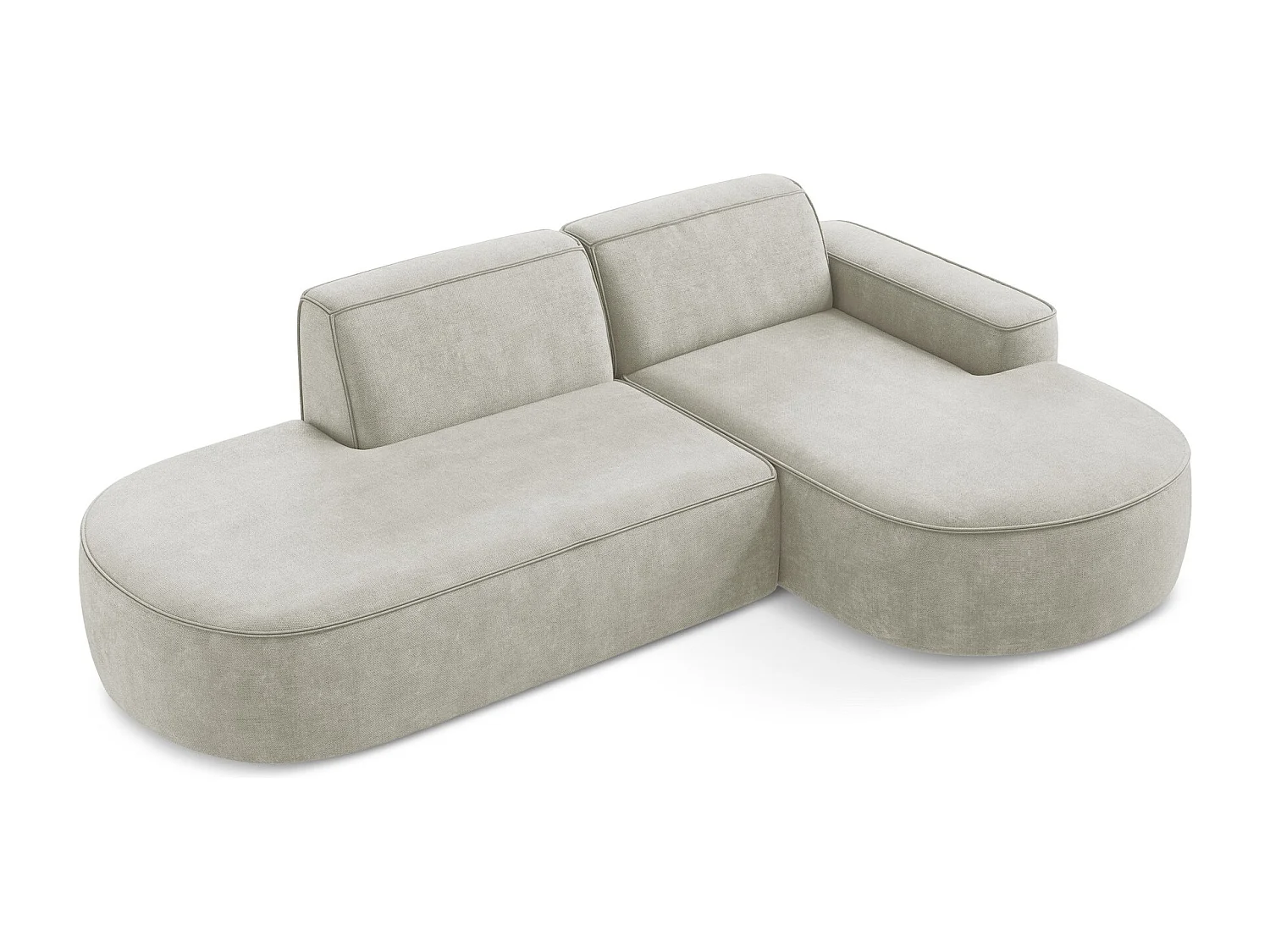 Canapé d'angle 3 places modulaire droit en tissu chenille - perle - OMAO