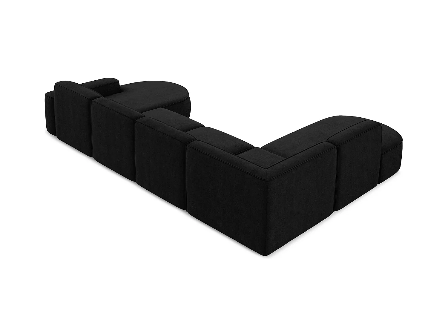 Canapé panoramique 5 places modulaire gauche en tissu chenille - noir - OMAO