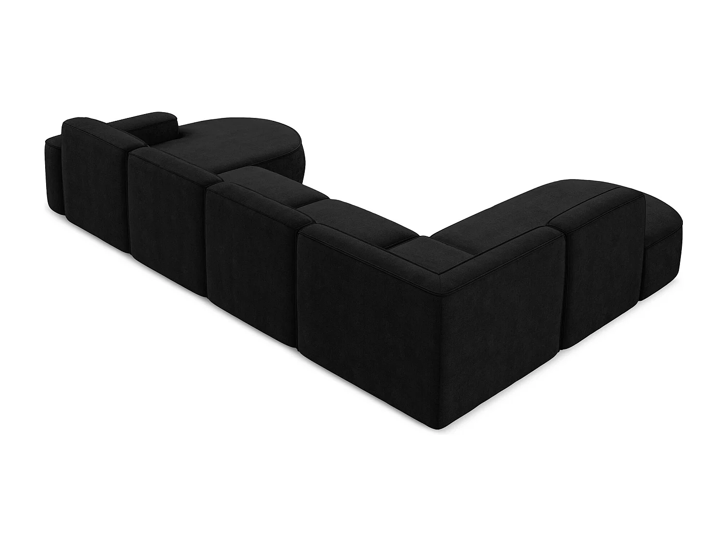 Canapé panoramique 5 places modulaire gauche en tissu chenille - noir - OMAO