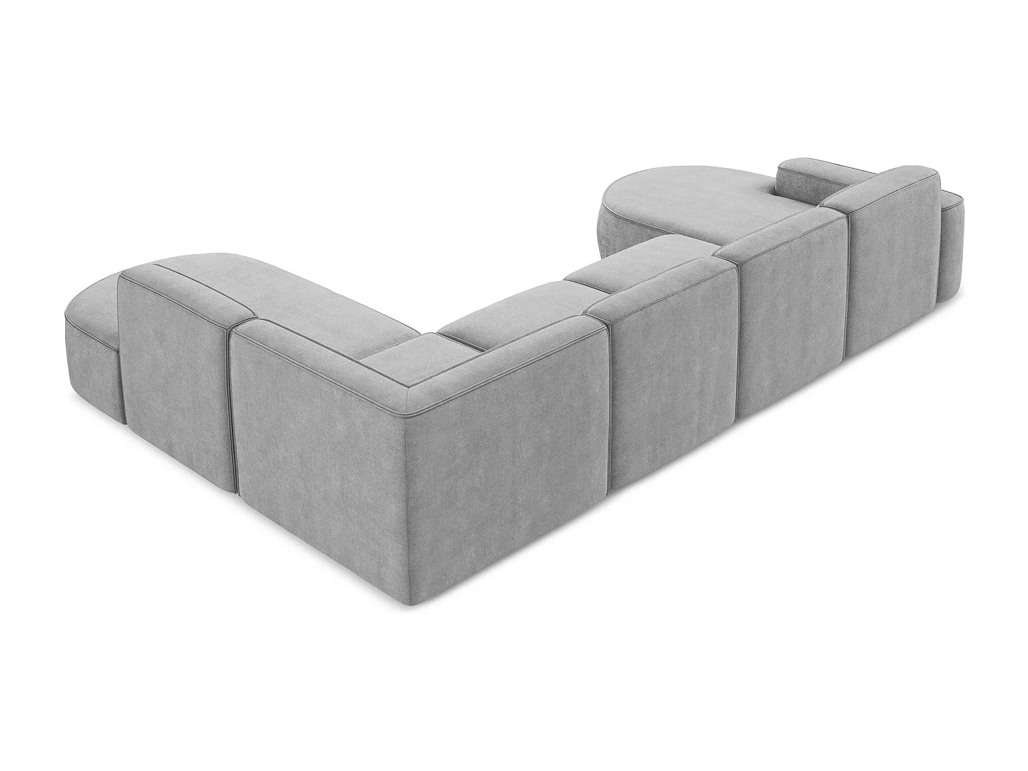 Canapé panoramique 5 places modulaire gauche en tissu chenille - gris clair - OMAO