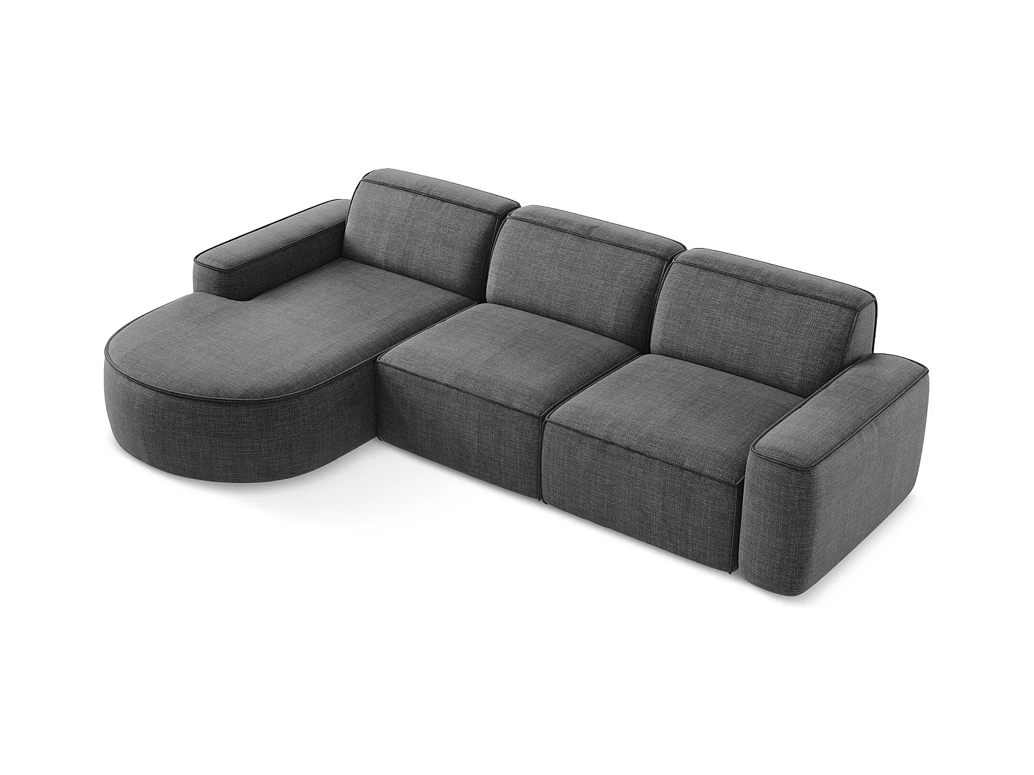 Canapé d'angle 3 places modulaire gauche en tissu texturé - gris foncé - OMAO