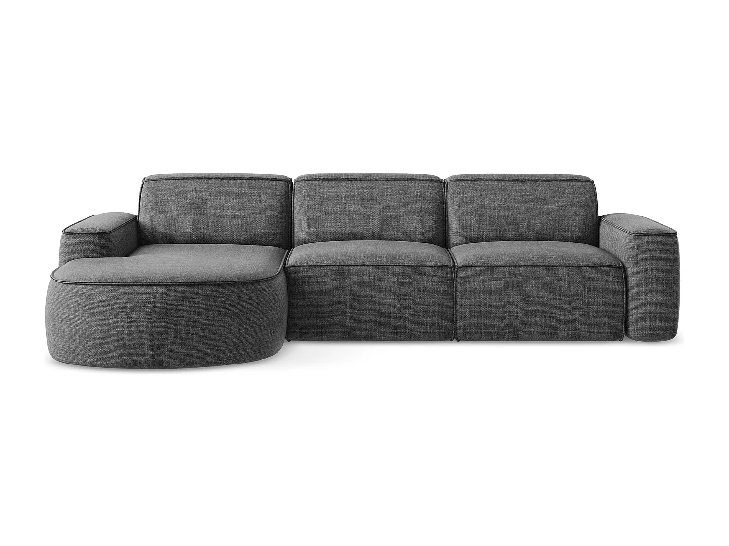 Modulaire hoekbank links van donkergrijs textuurstof - OMAO