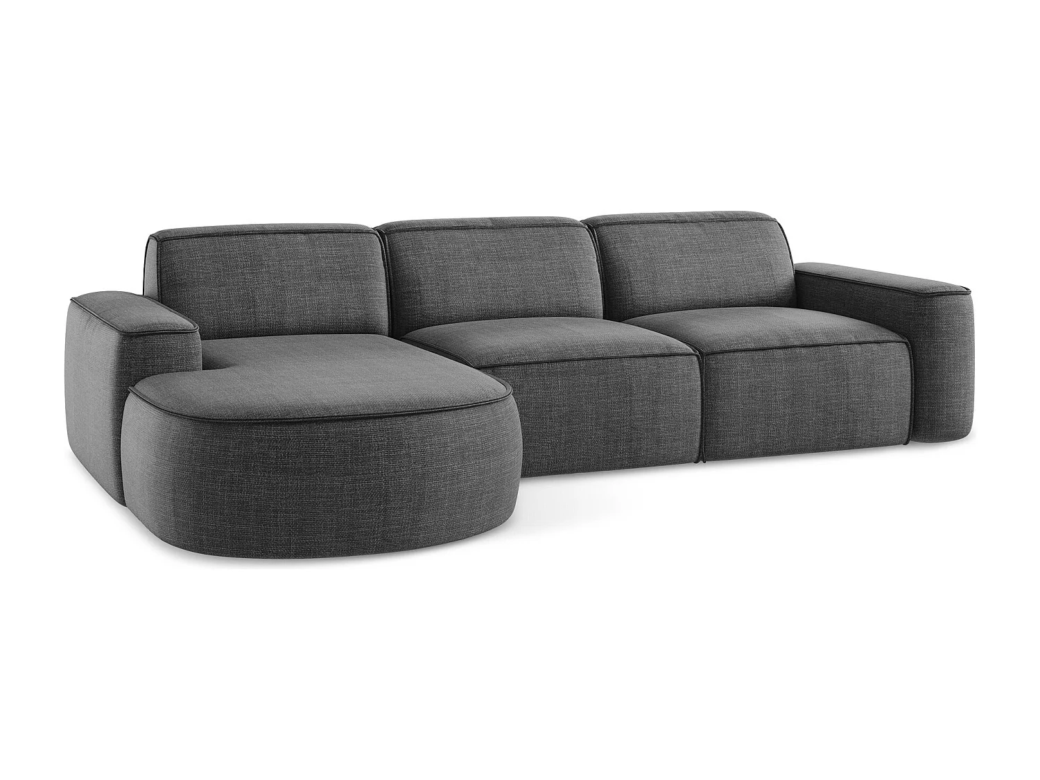 Modulaire hoekbank links van donkergrijs textuurstof - OMAO