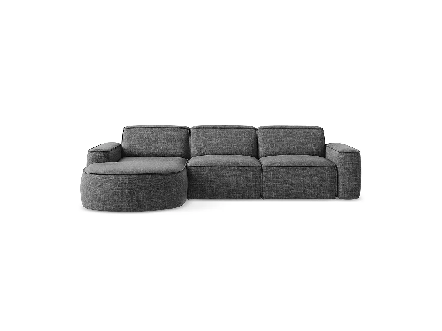 Canapé d'angle 3 places modulaire gauche en tissu texturé - gris foncé - MELISSA
