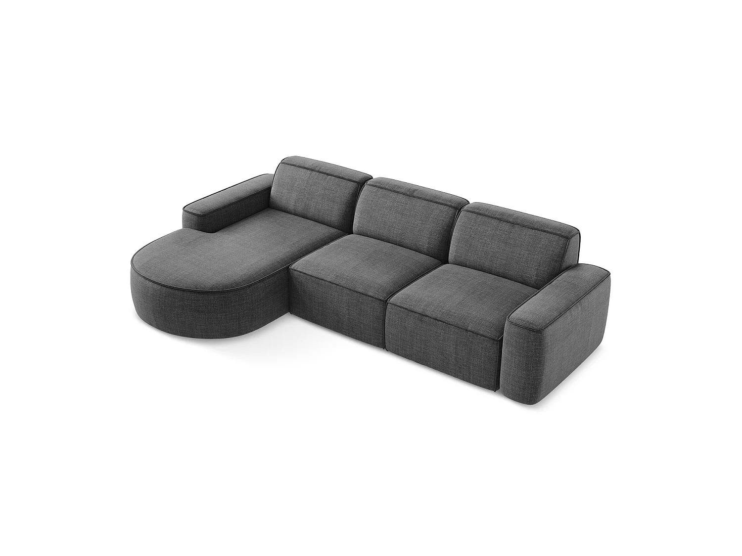 Canapé d'angle 3 places modulaire gauche en tissu texturé - gris foncé - MELISSA