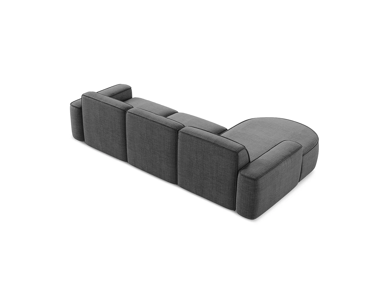 Canapé d'angle 3 places modulaire gauche en tissu texturé - gris foncé - MELISSA