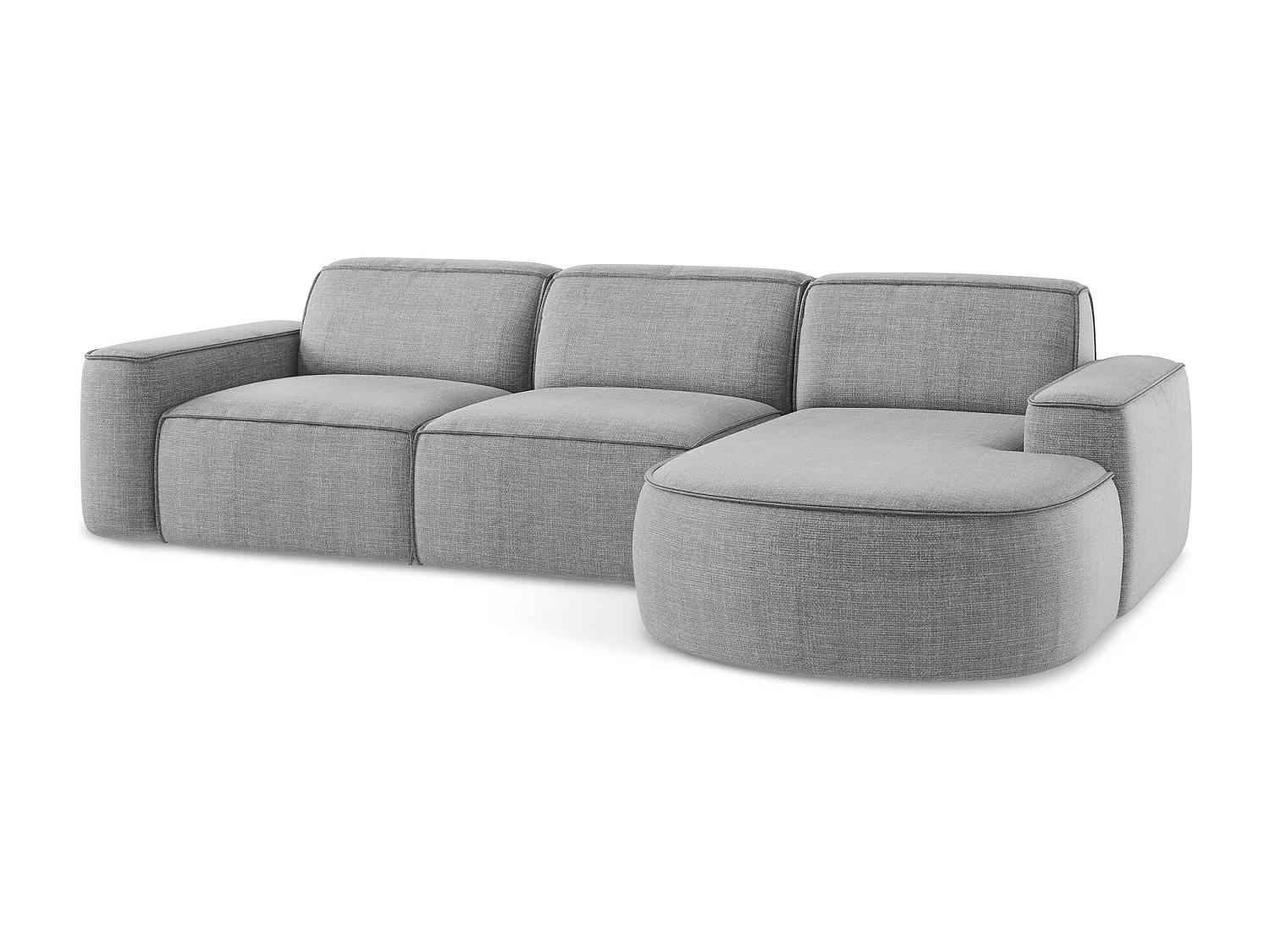 Modulaire hoekbank rechts van lichtgrijs textuurstof - OMAO