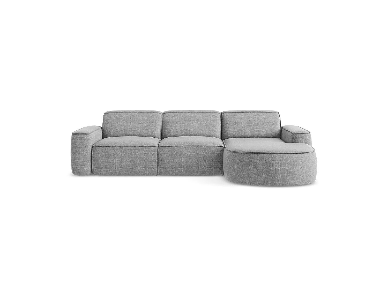 Modulaire hoekbank rechts van lichtgrijs textuurstof - MELISSA