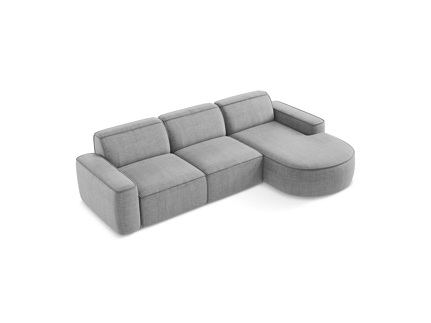 Modulaire hoekbank rechts van lichtgrijs textuurstof - MELISSA