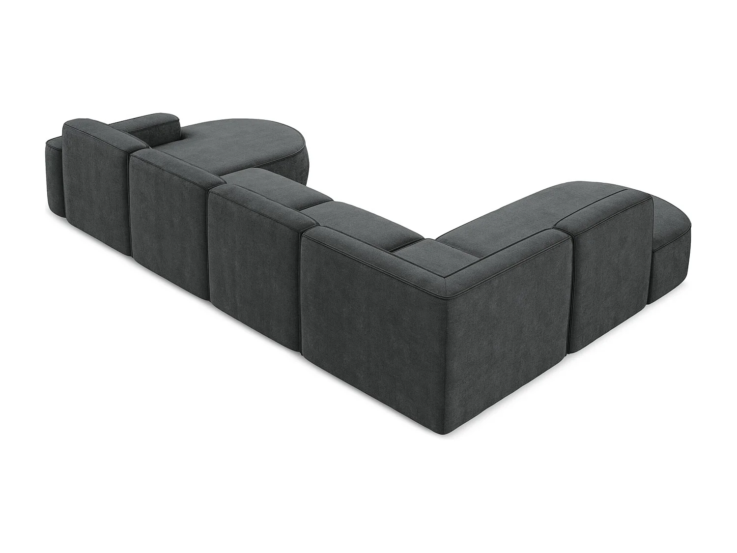 Canapé panoramique 5 places modulaire gauche en tissu chenille - gris foncé - OMAO