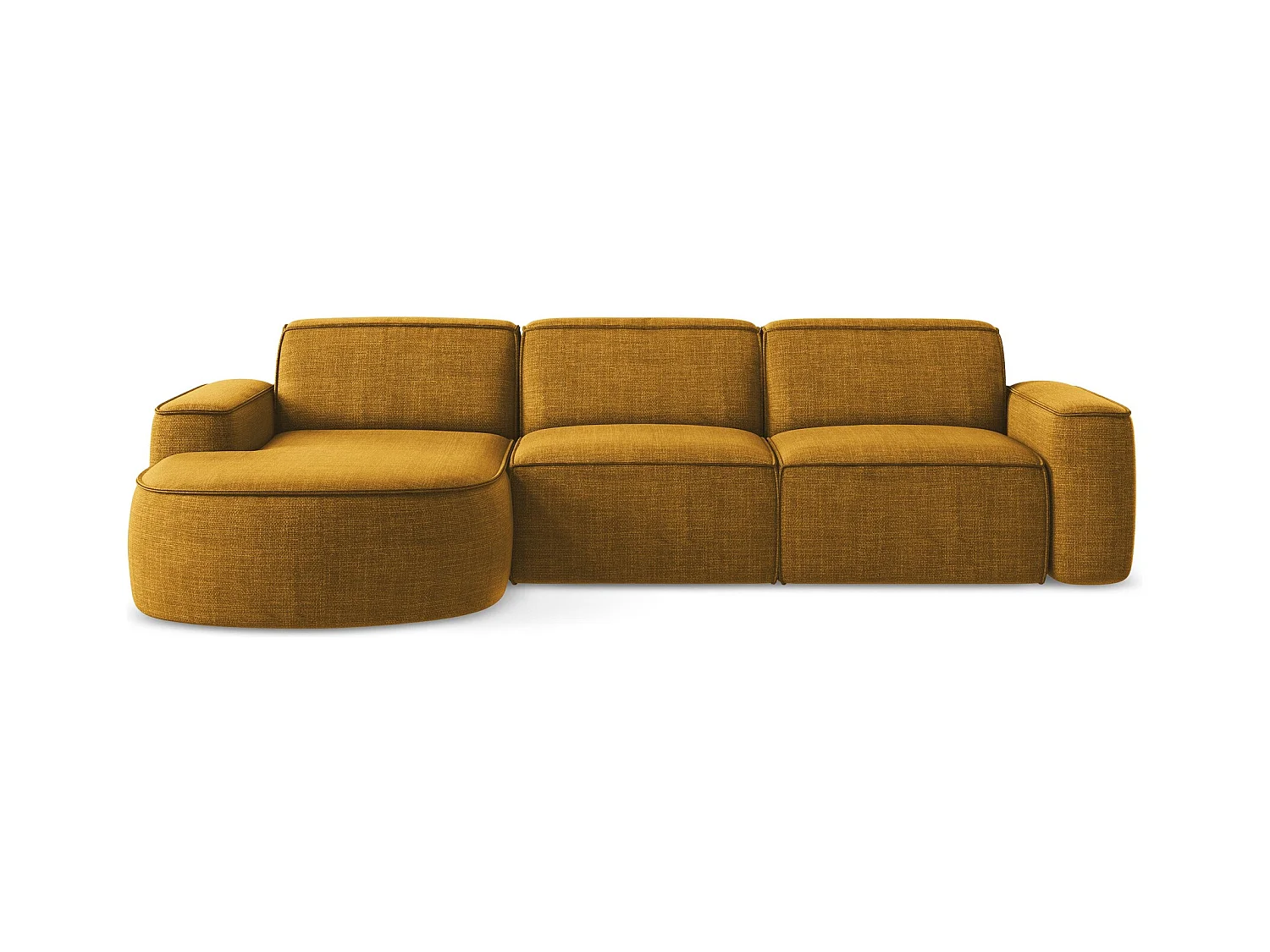 Canapé d'angle 3 places modulaire gauche en tissu texturé - moutarde - OMAO