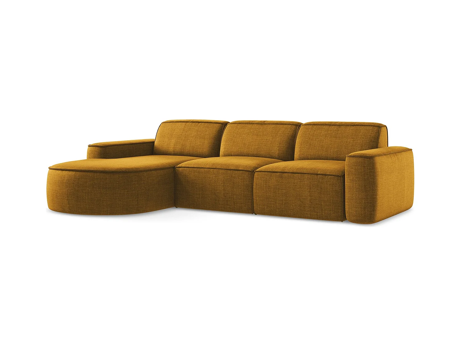 3-Sitzer Modulares Ecksofa - Ecke Links - Strukturstoff - Senf - OMAO
