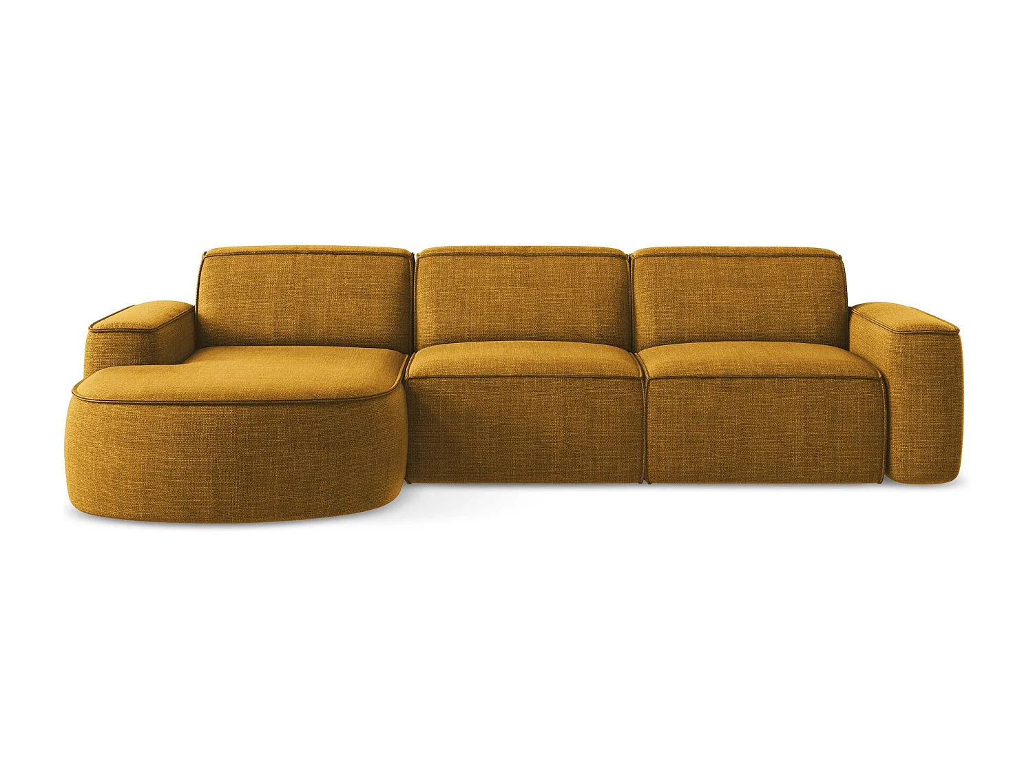 Modulaire hoekbank links van mosterd textuurstof - OMAO