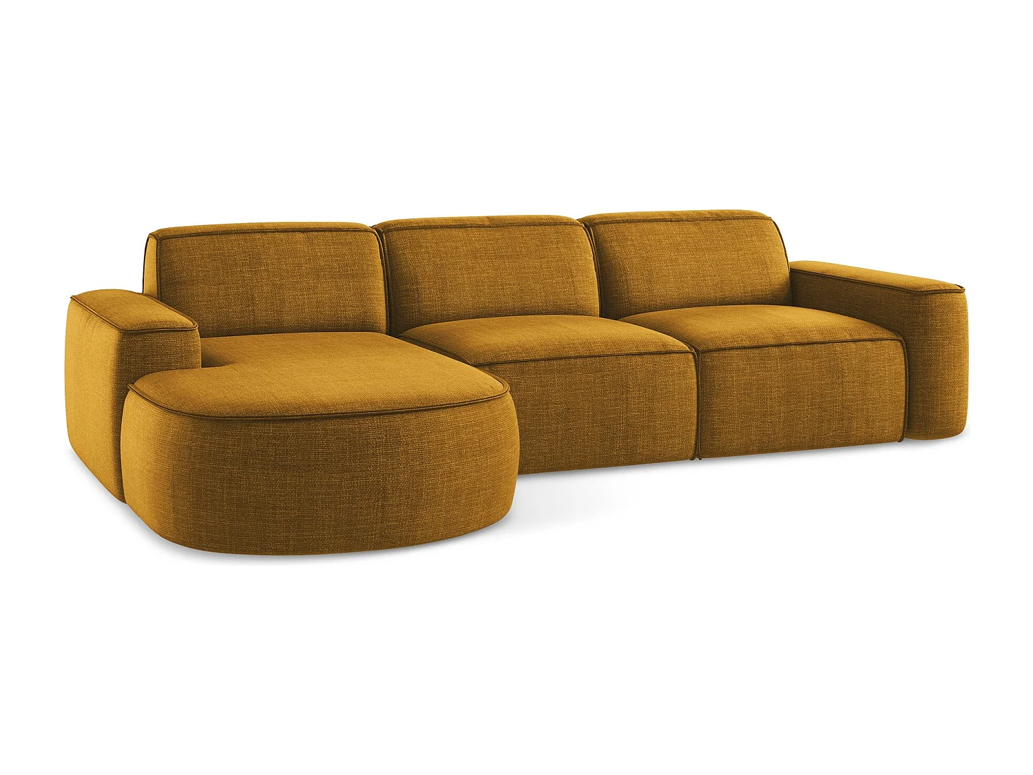 Modulaire hoekbank links van mosterd textuurstof - OMAO