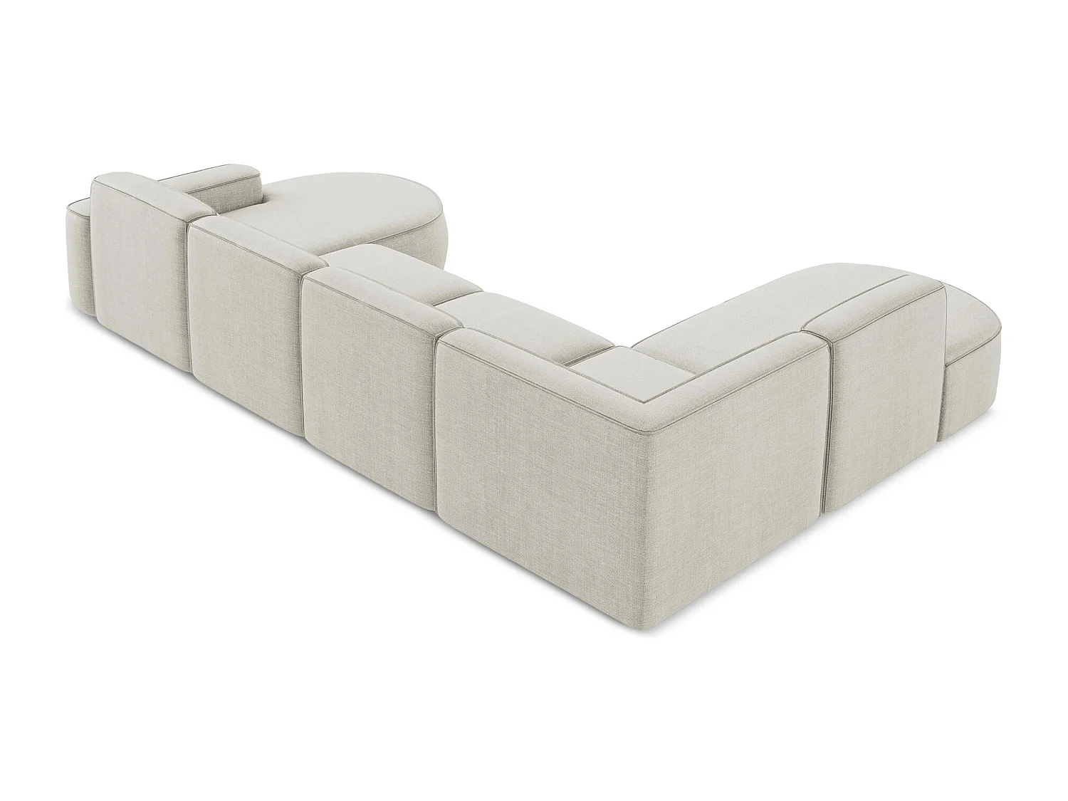 Canapé panoramique 4 places modulaire droit en tissu texturé - beige clair - OMAO