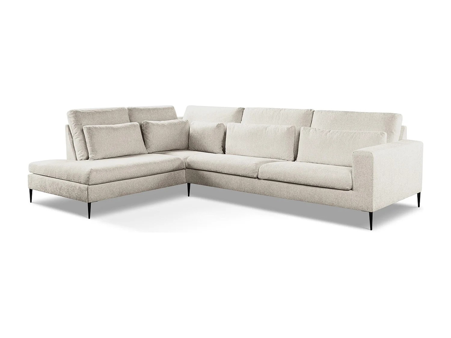 Canapé d’angle 4 places gauche en tissu chenille - beige - AKALA