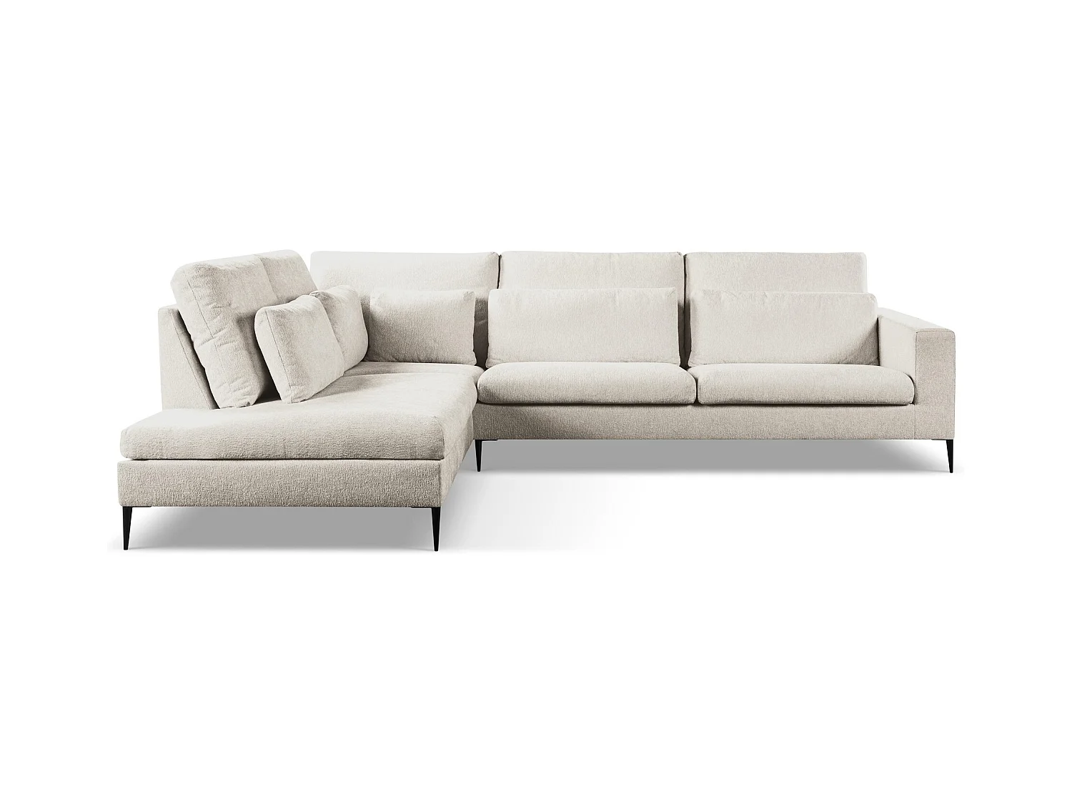 Canapé d’angle 4 places gauche en tissu chenille - beige - AKALA