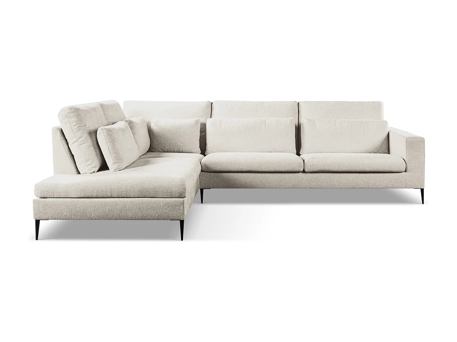 Canapé d’angle 4 places gauche en tissu chenille - beige - AKALA