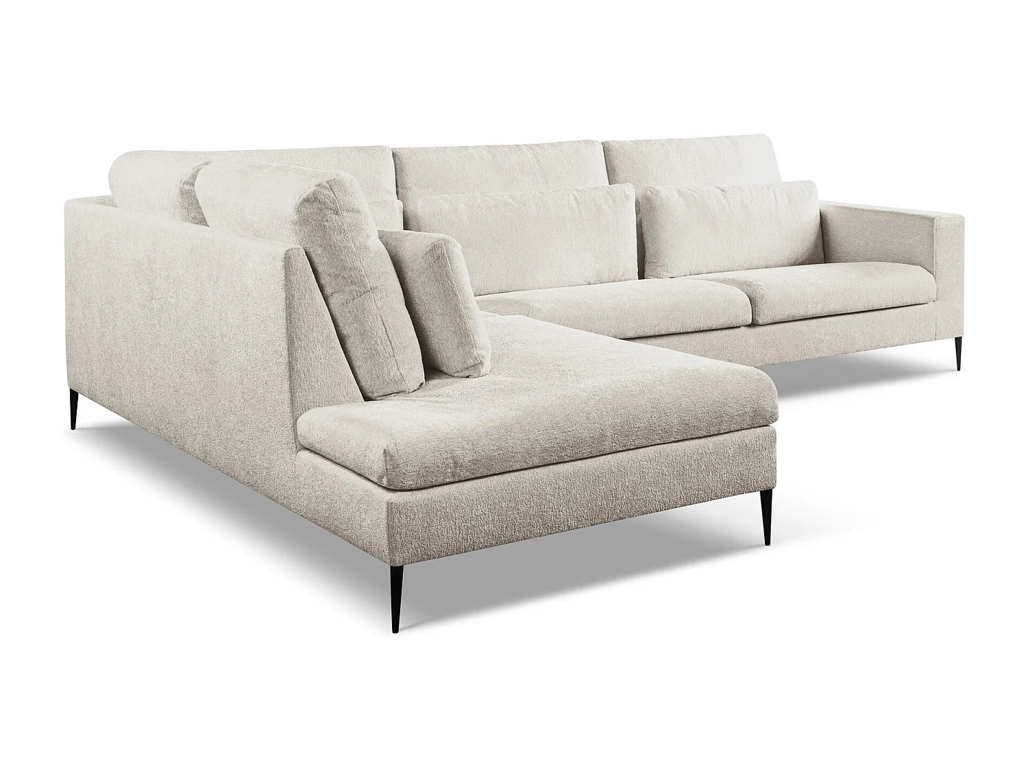 Canapé d’angle 4 places gauche en tissu chenille - beige - AKALA