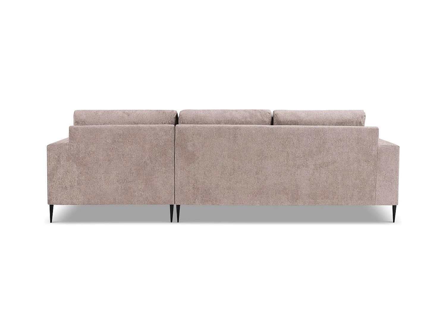 Canapé d’angle 3 places droit en tissu chenille - rose poudré - AKALA