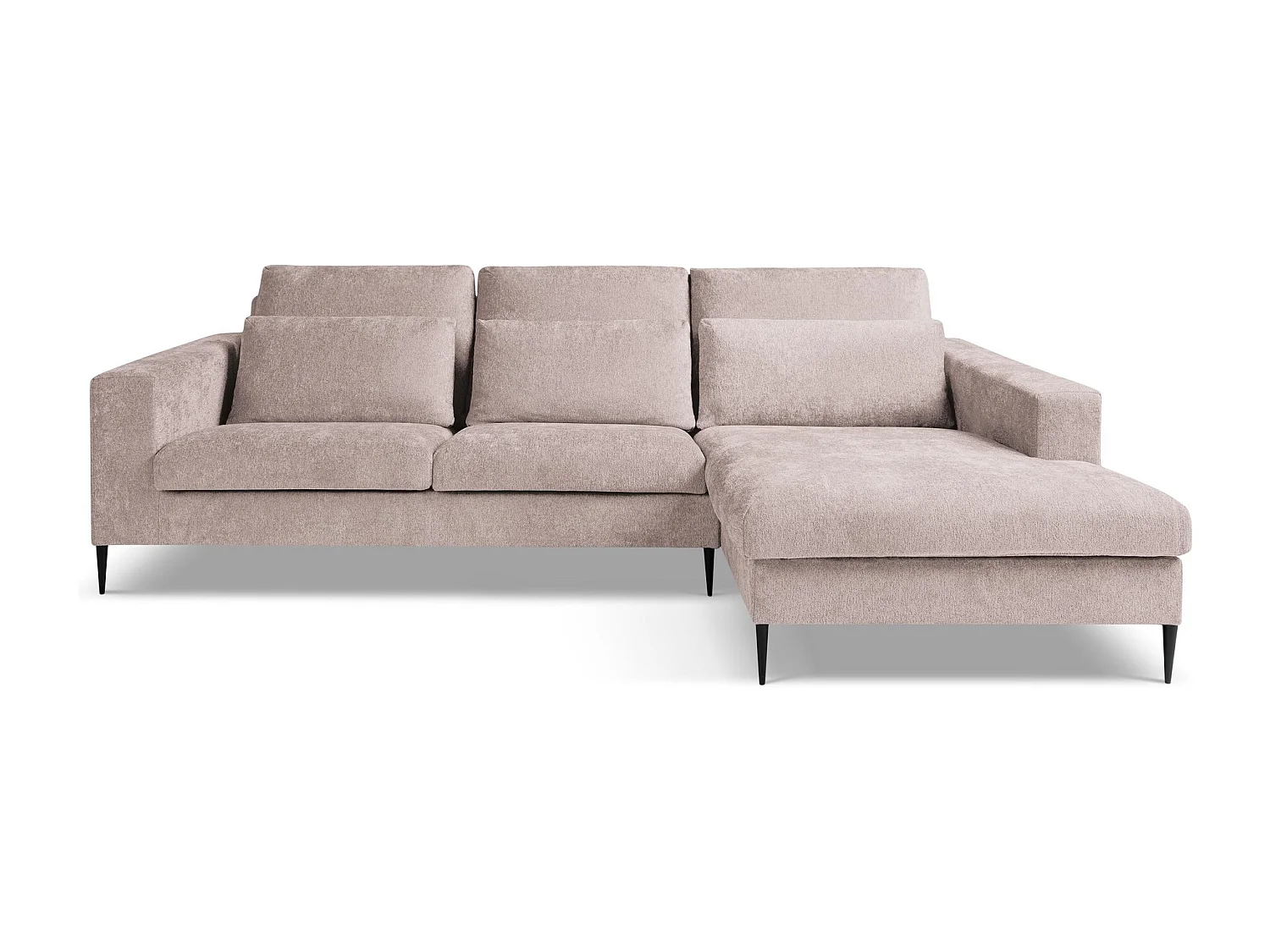 Canapé d’angle 3 places droit en tissu chenille - rose poudré - AKALA