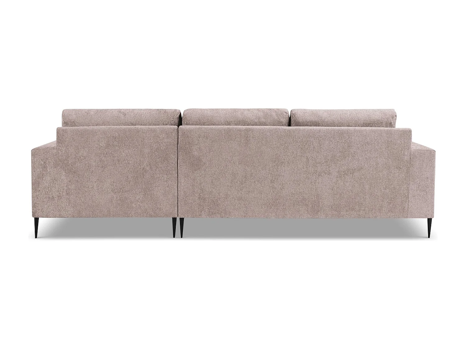 Canapé d’angle 3 places droit en tissu chenille - rose poudré - AKALA