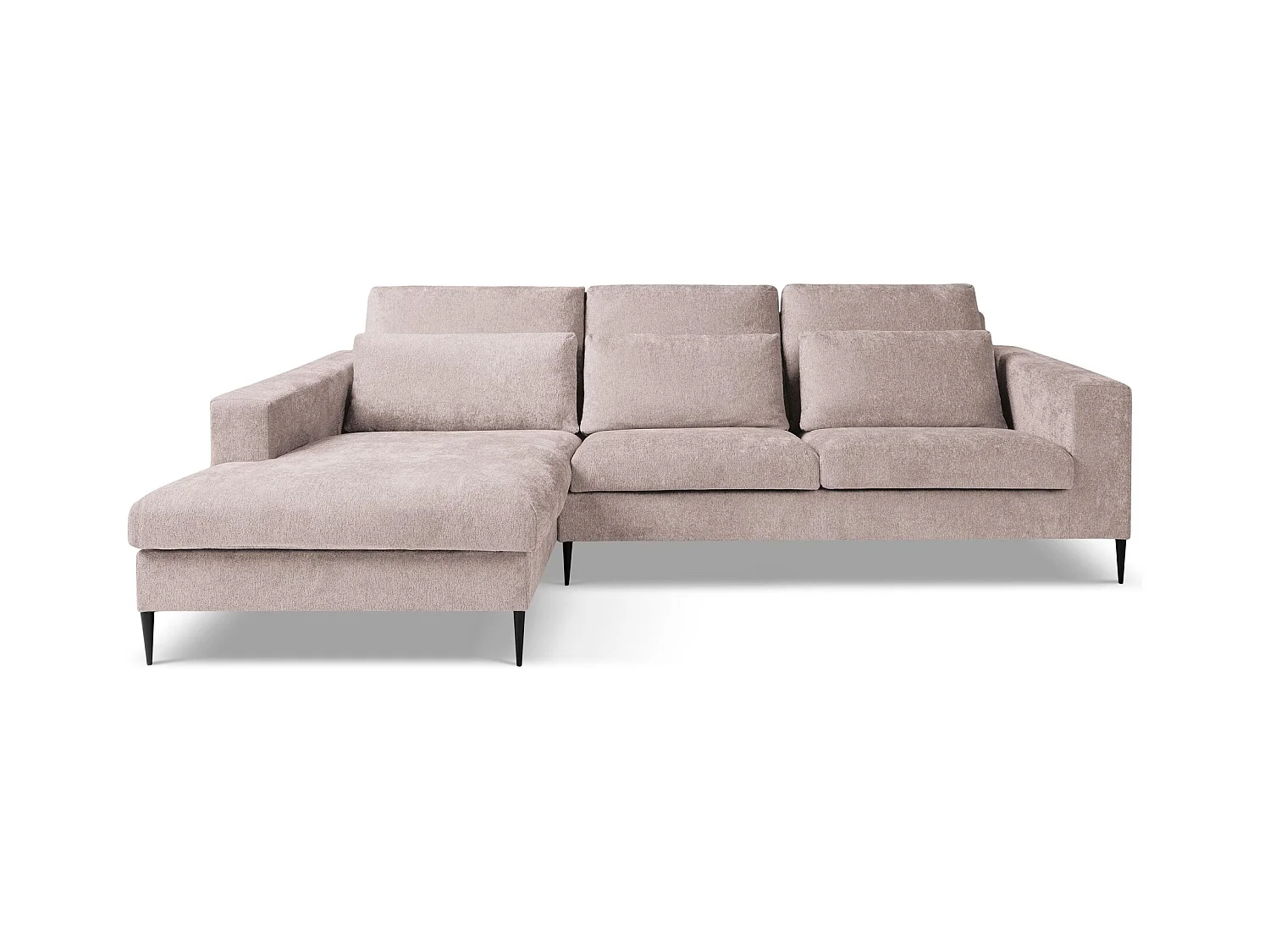 Canapé d’angle 3 places gauche en tissu chenille - rose poudré - AKALA