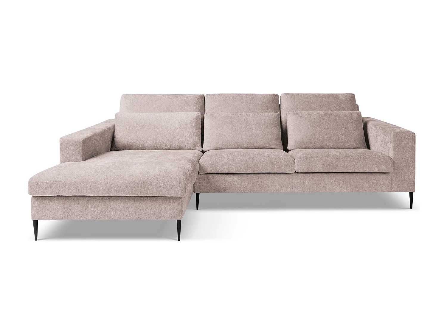 Canapé d’angle 3 places gauche en tissu chenille - rose poudré - AKALA