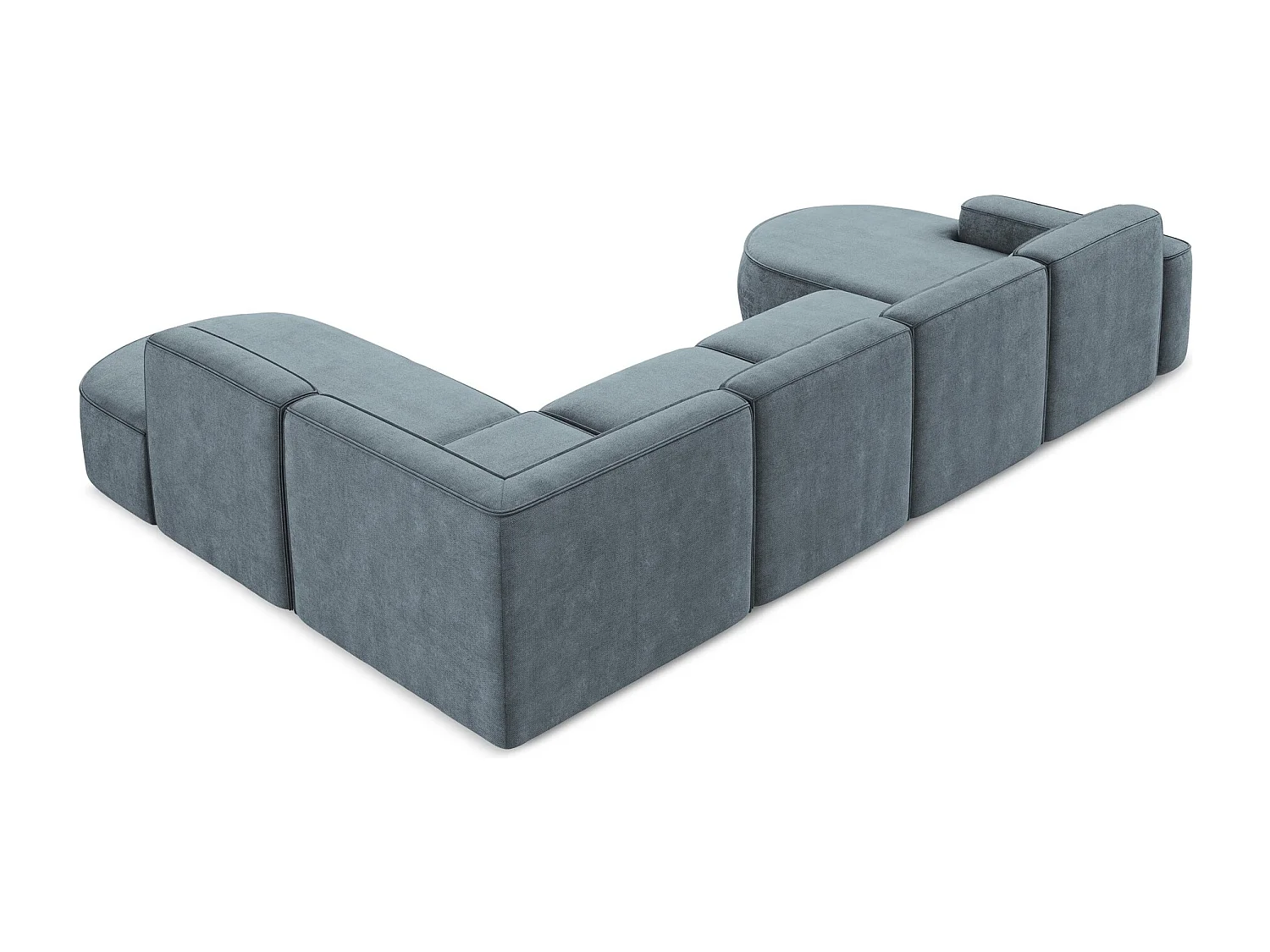 Canapé panoramique 5 places modulaire gauche en tissu chenille - jeans - OMAO