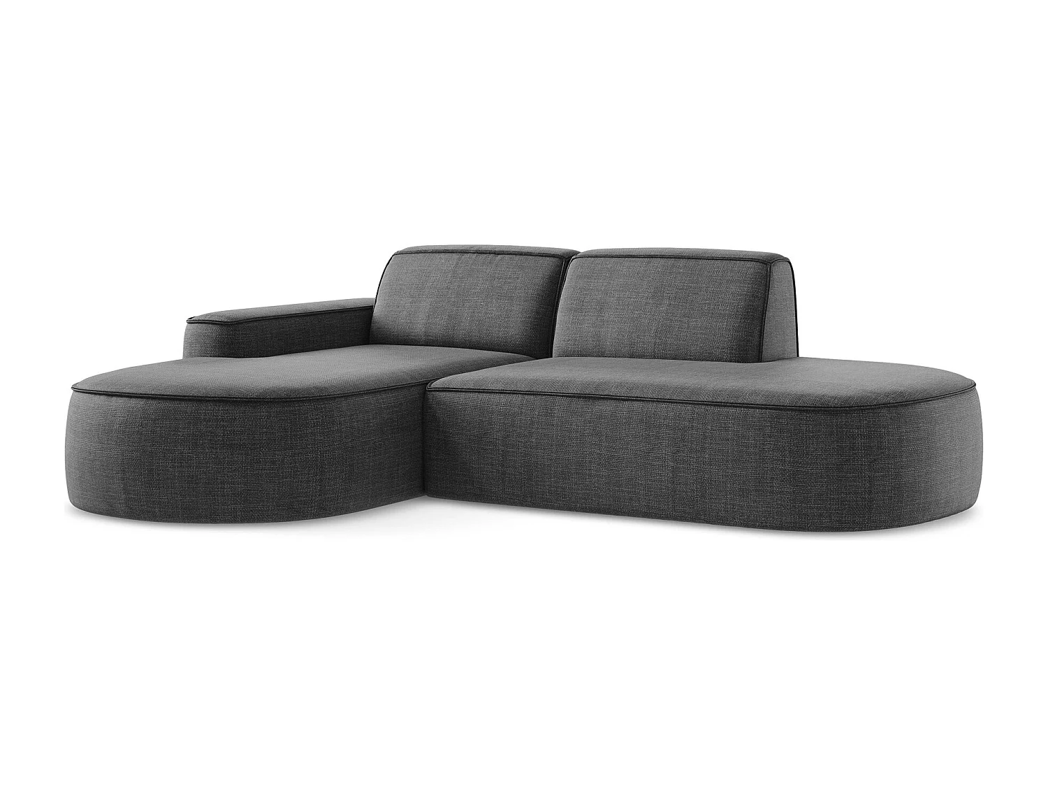 Canapé d'angle 3 places modulaire gauche en tissu texturé - gris foncé - OMAO