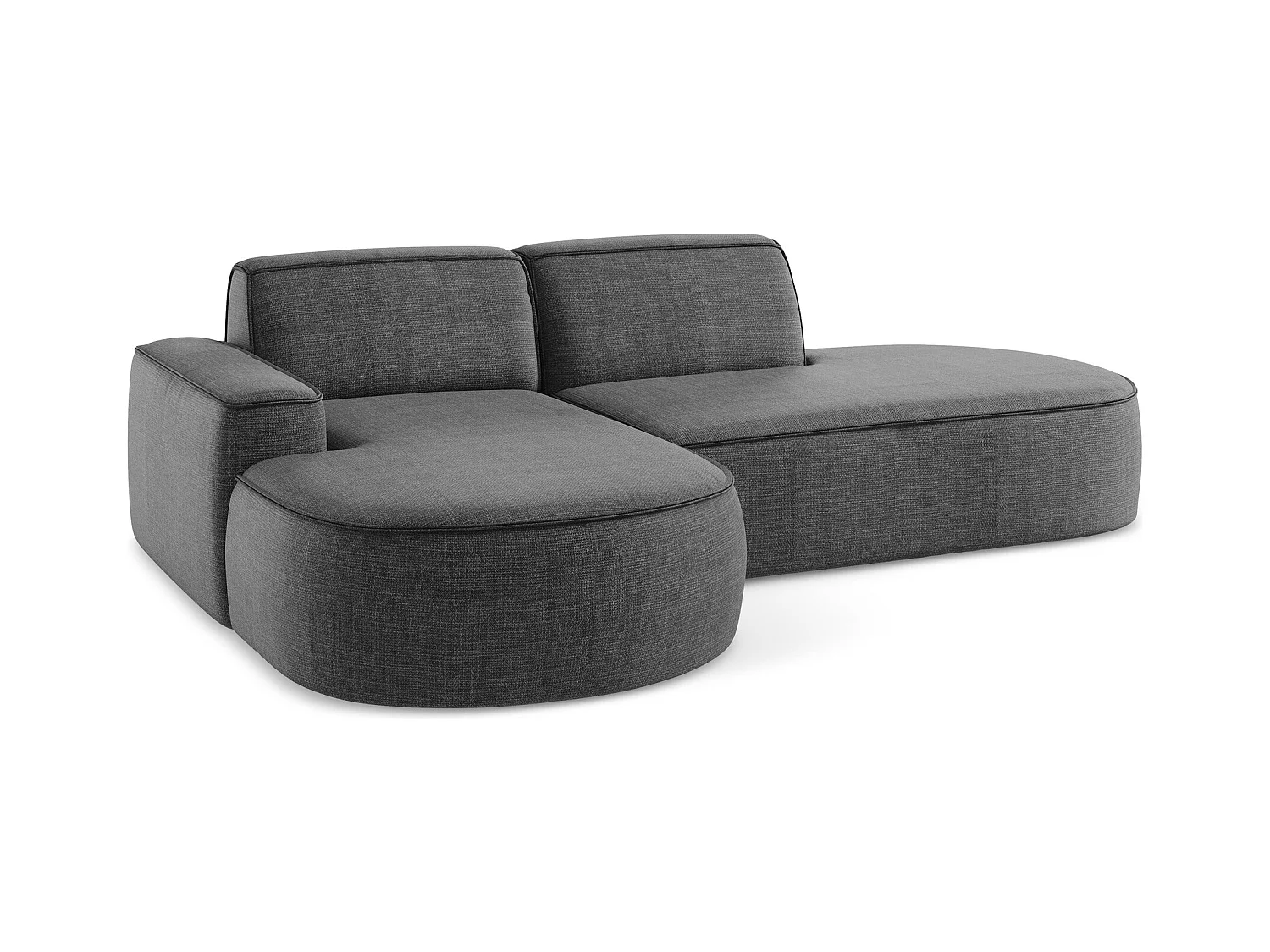 Canapé d'angle 3 places modulaire gauche en tissu texturé - gris foncé - OMAO