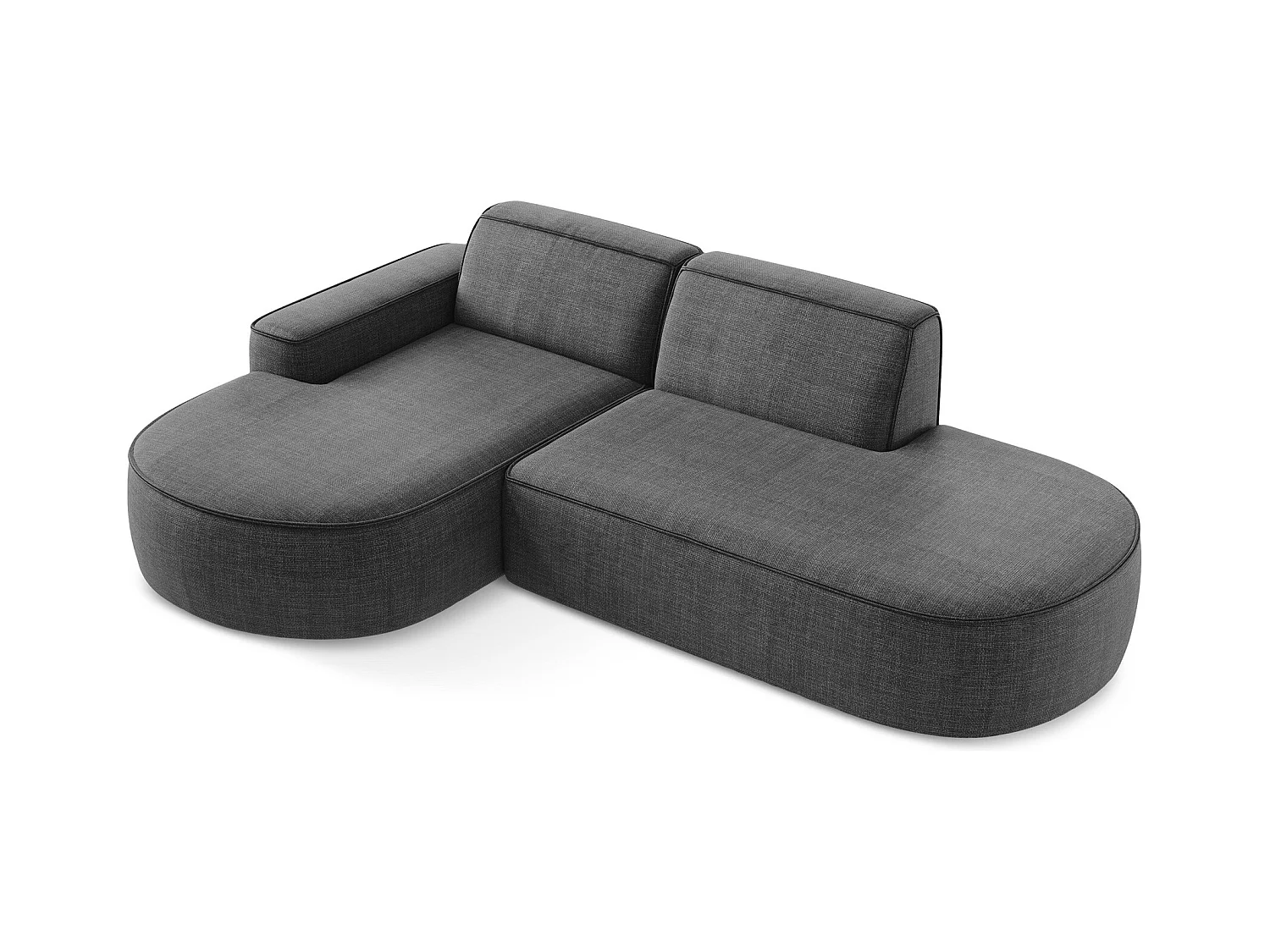 Canapé d'angle 3 places modulaire gauche en tissu texturé - gris foncé - OMAO