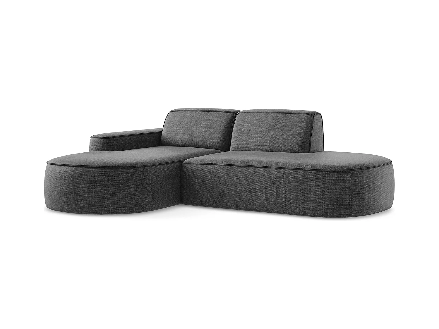 Canapé d'angle 3 places modulaire gauche en tissu texturé - gris foncé - OMAO