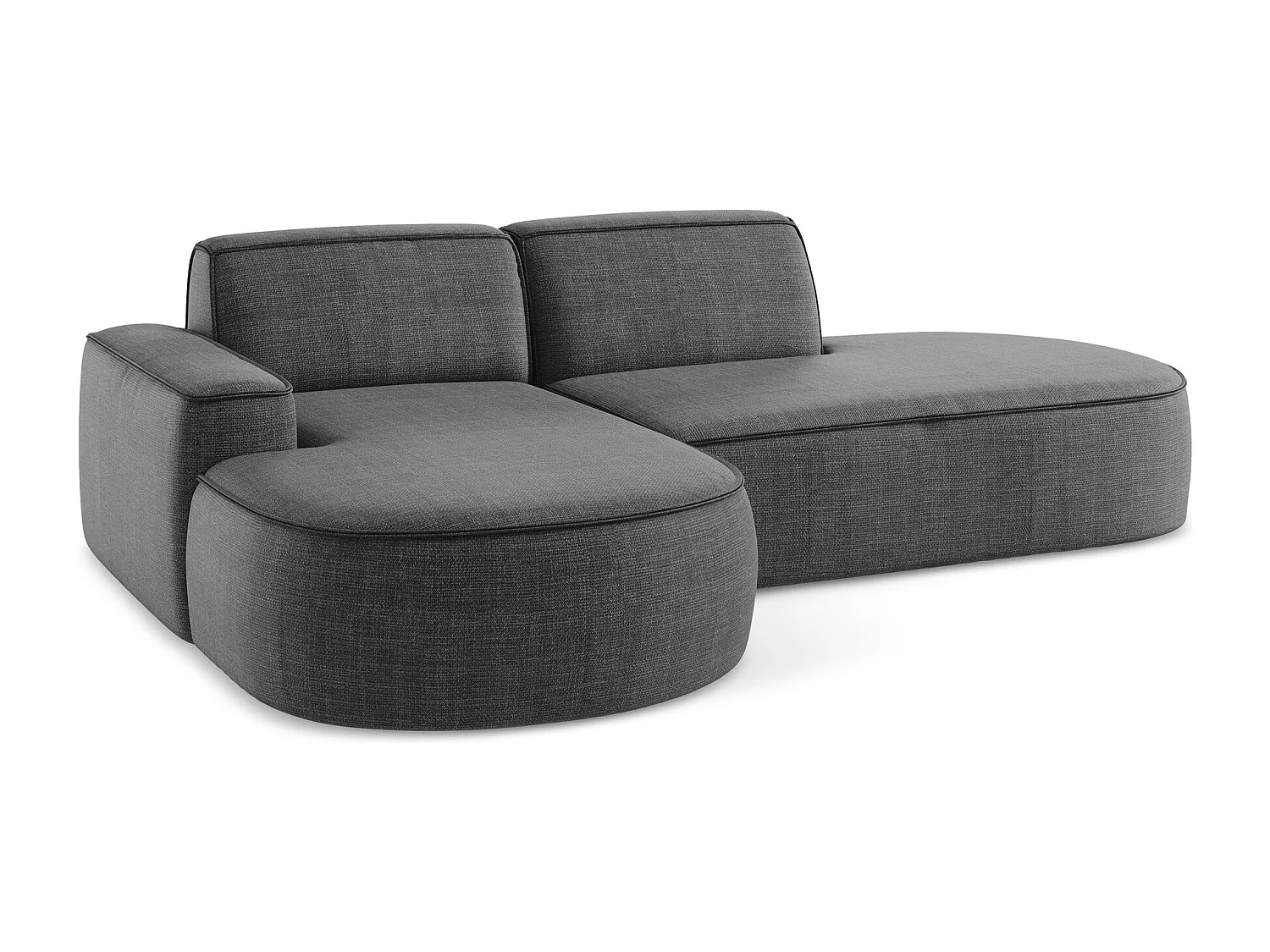 Canapé d'angle 3 places modulaire gauche en tissu texturé - gris foncé - OMAO