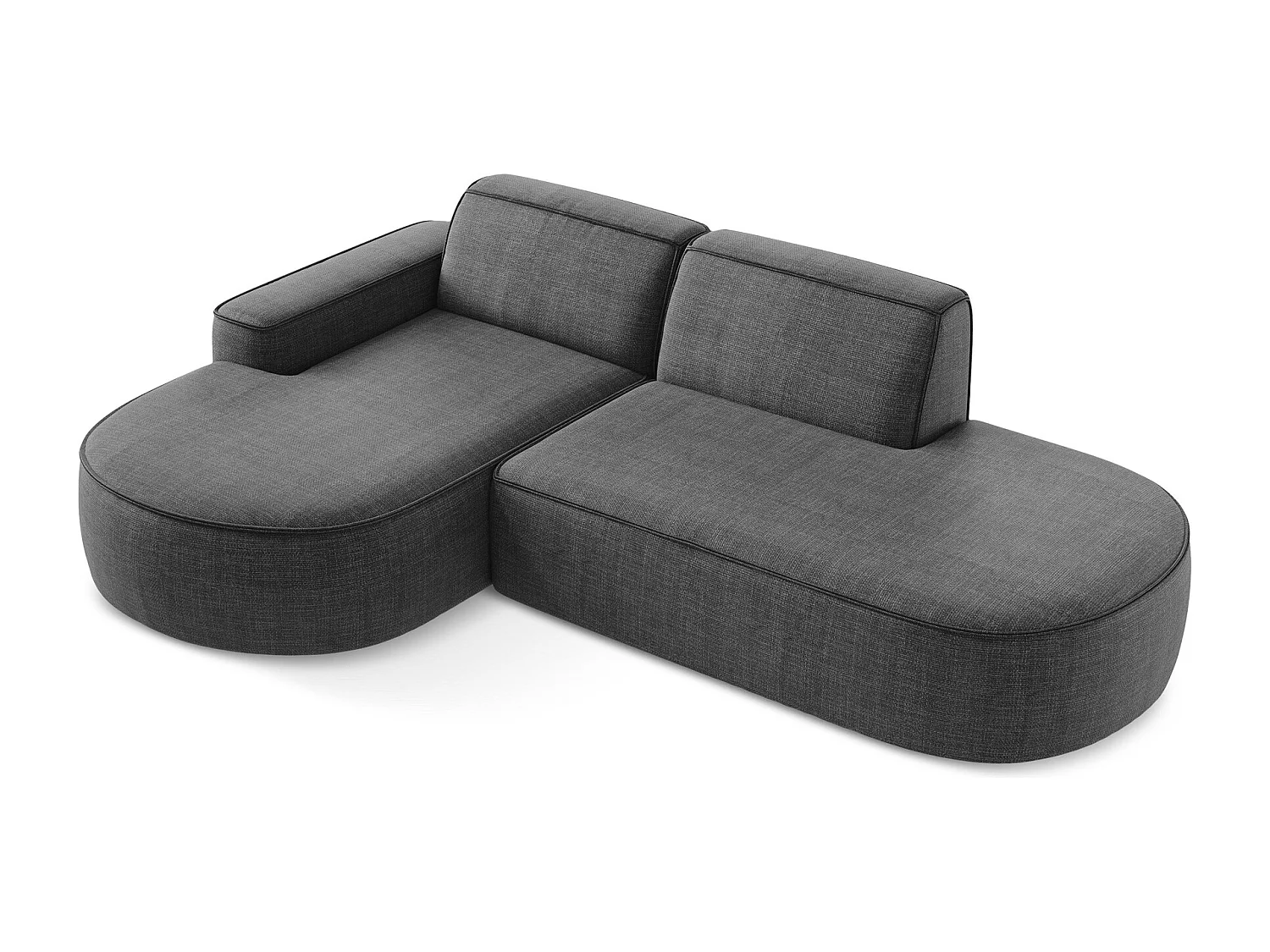 Canapé d'angle 3 places modulaire gauche en tissu texturé - gris foncé - OMAO