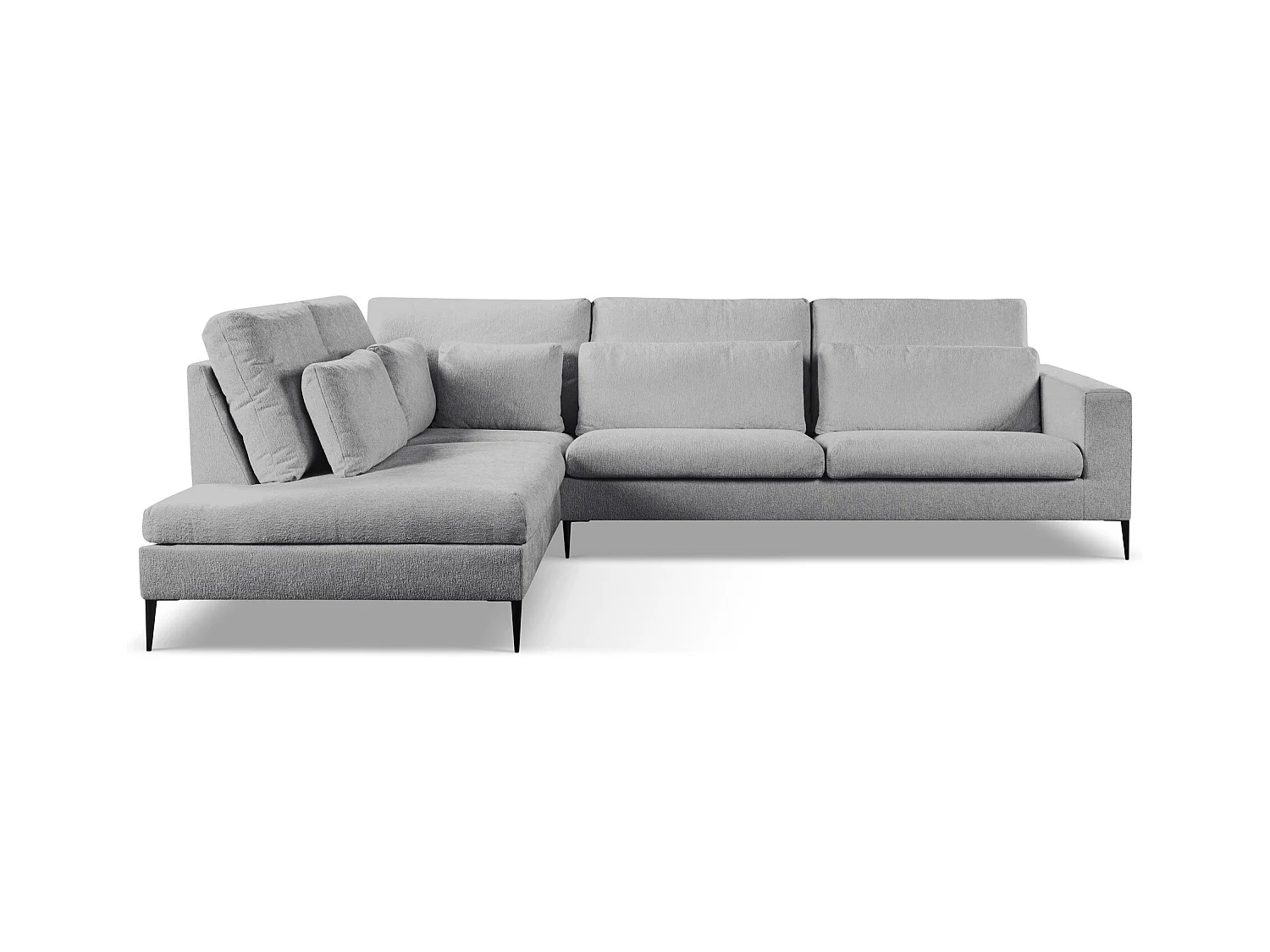 Canapé d’angle 4 places gauche en tissu chenille - gris clair - AKALA