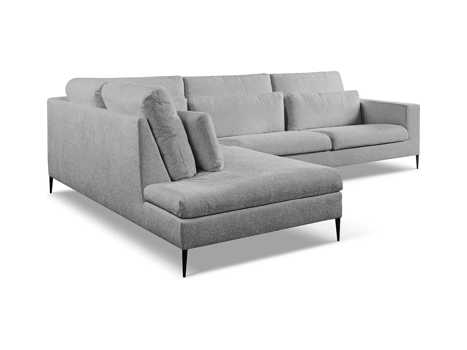 Canapé d’angle 4 places gauche en tissu chenille - gris clair - AKALA