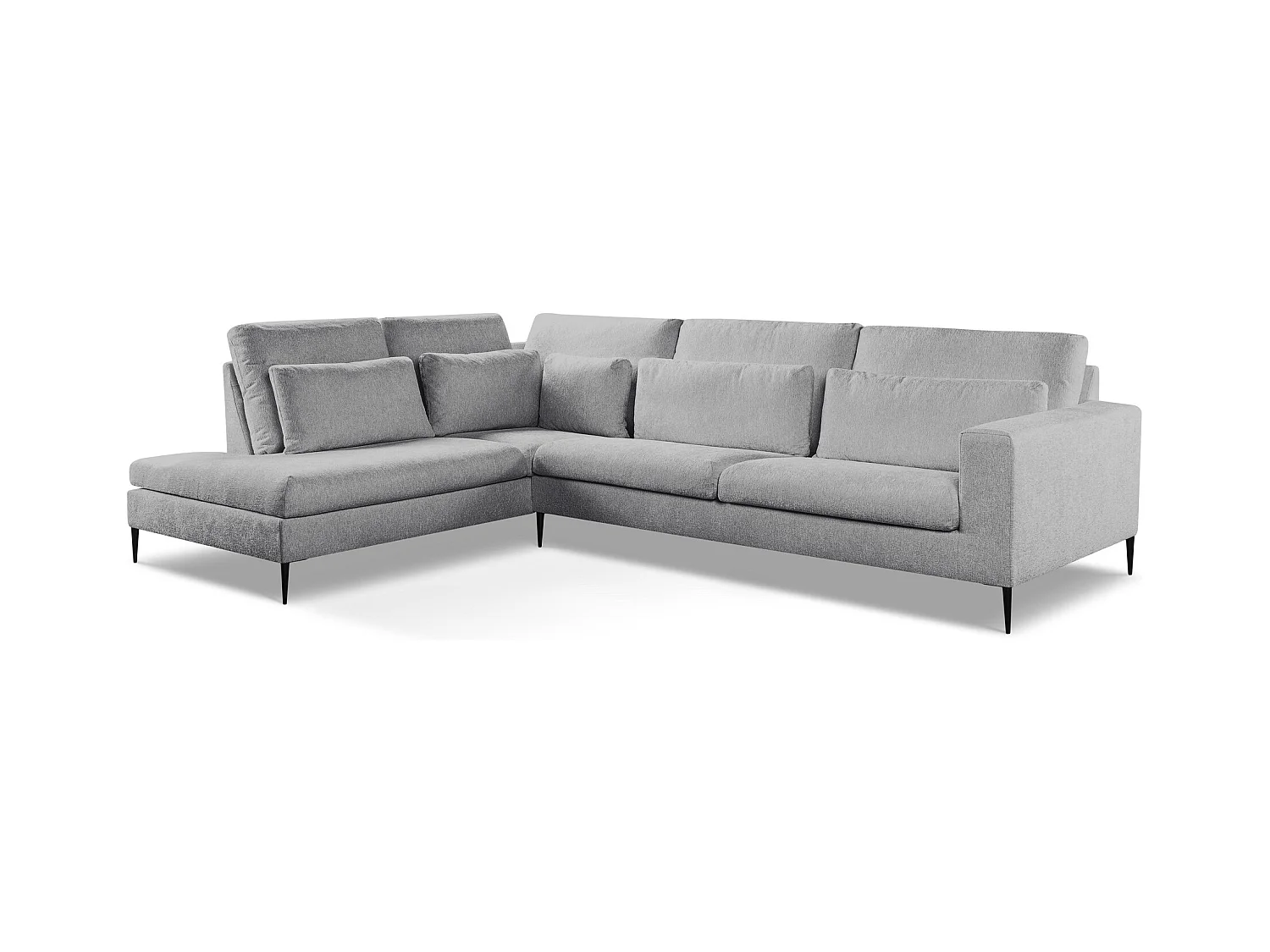 Ecksofa Links - Links - Chenille - Hellgrau - AKALA