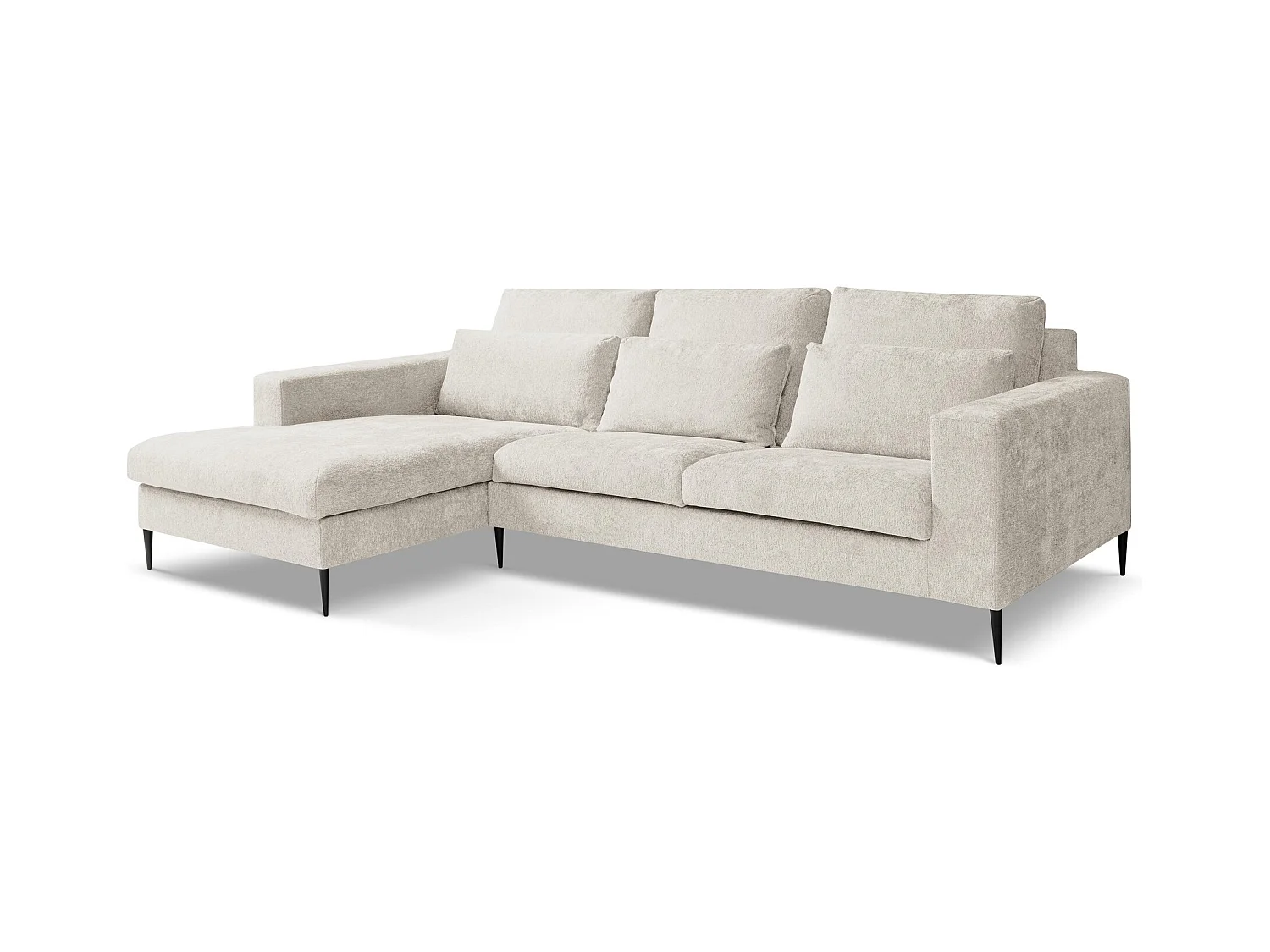 Canapé d’angle 3 places gauche en tissu chenille - beige - AKALA